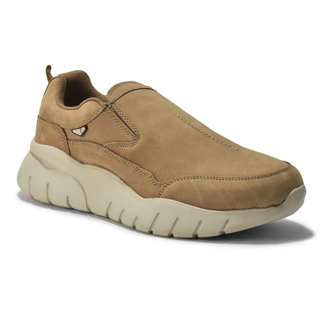 Nubuck Camel Slip-On Shoes For Men - Thumbnail 8
