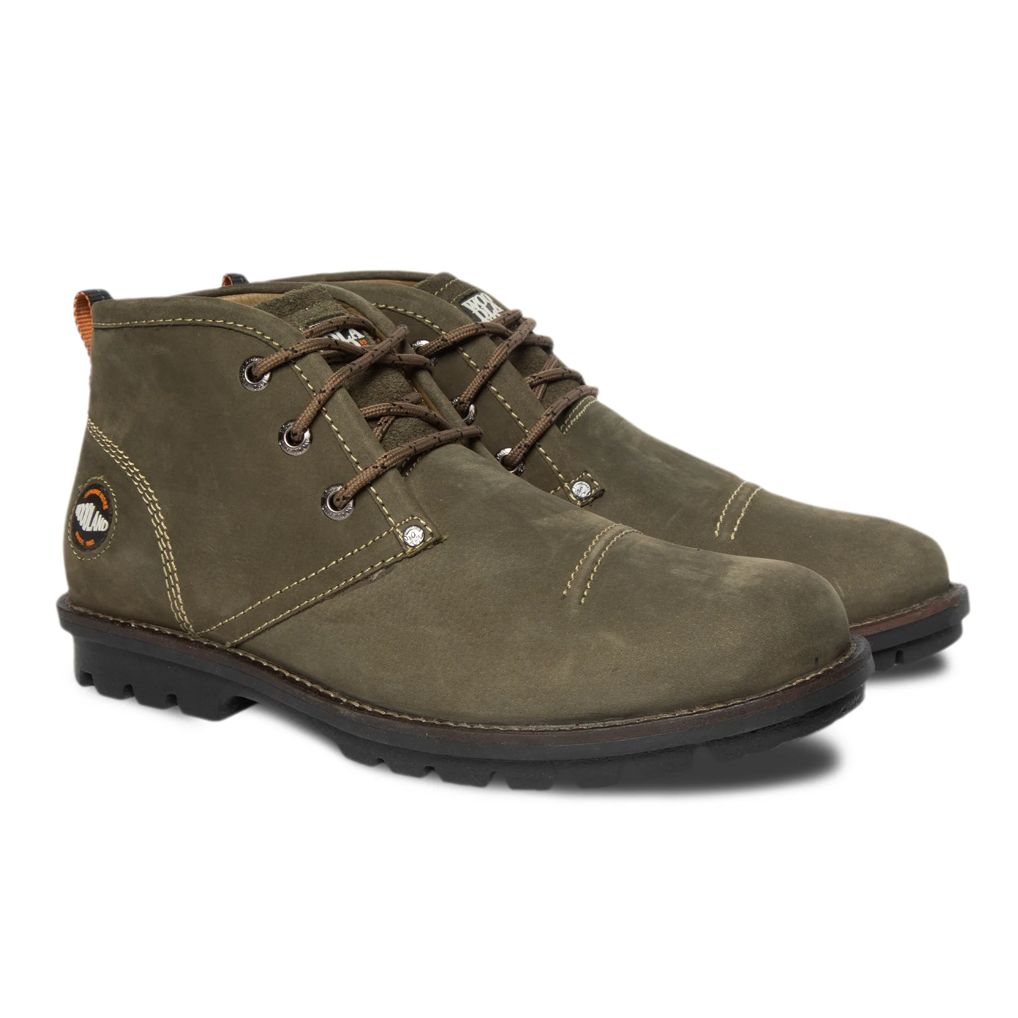 Olive Green Nubuk Boots For Men - Thumbnail 6