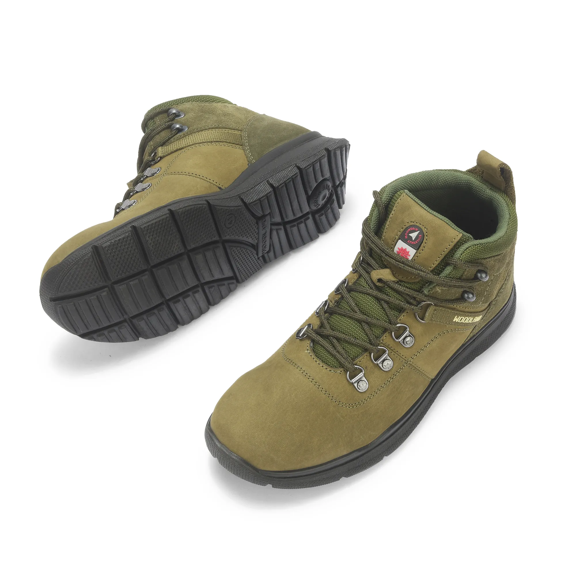 Olive Green Nubuck Boots for Men - Thumbnail 6