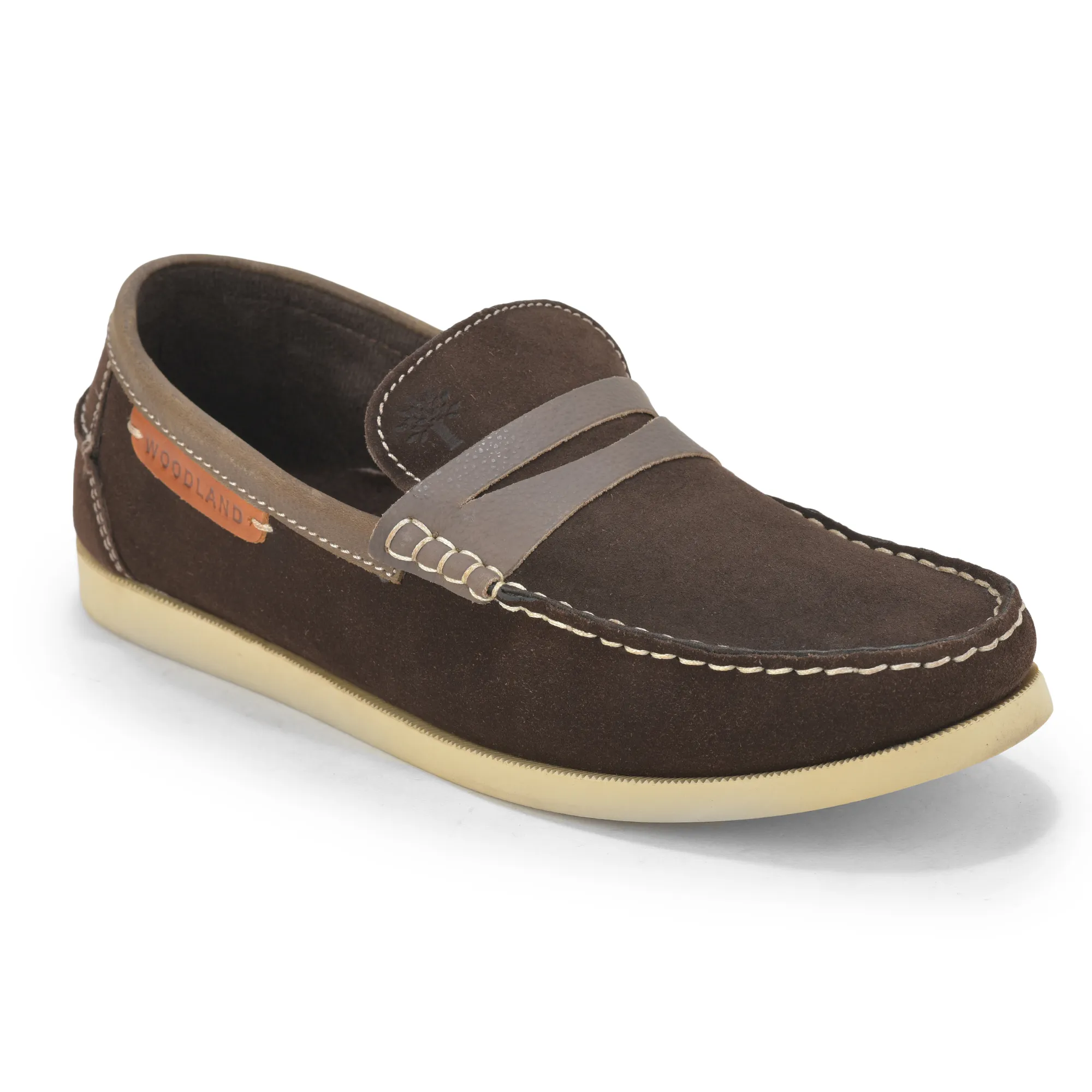 Woodland Nubuck Brown Slip-on Shoes for Men - Thumbnail 3