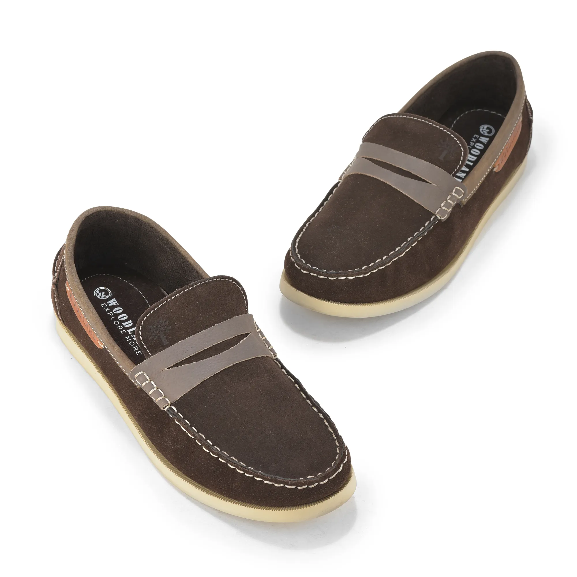 Woodland Nubuck Brown Slip-on Shoes for Men - Thumbnail 4