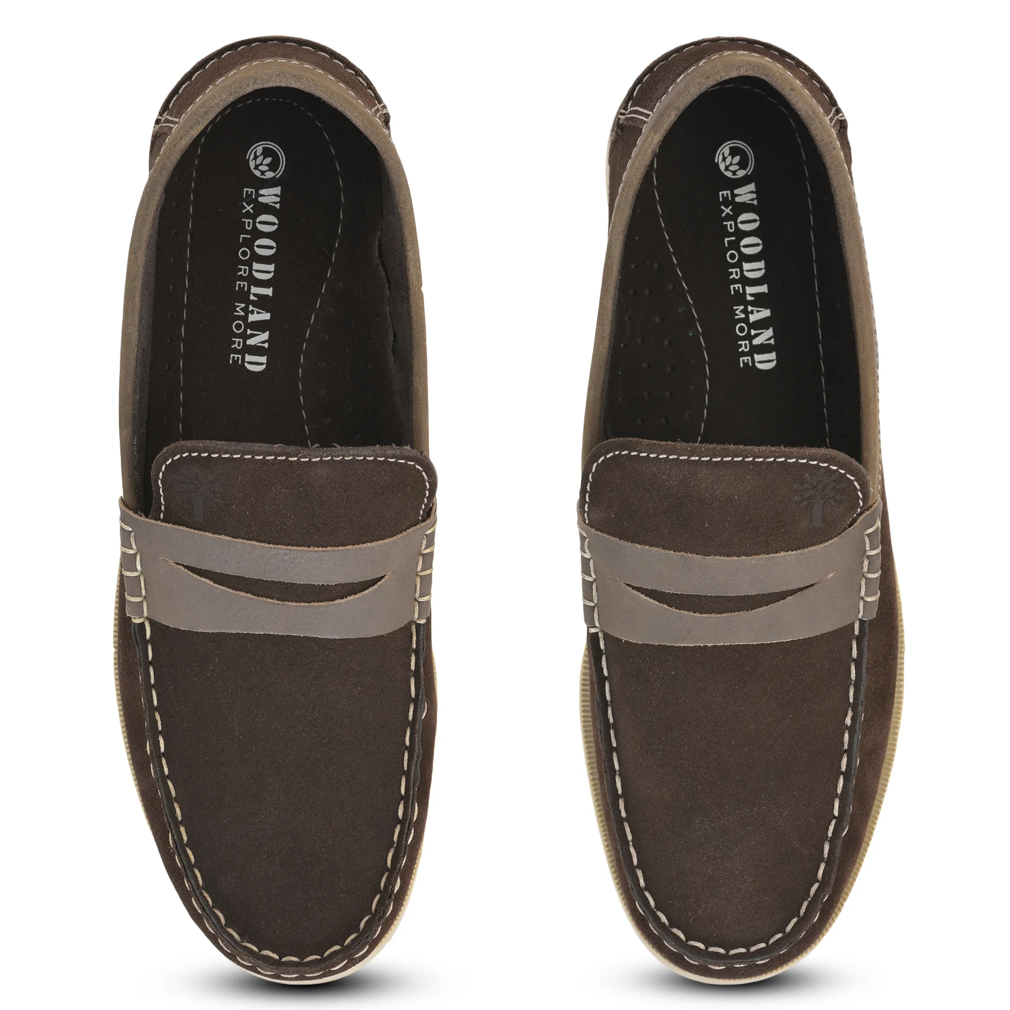 Woodland Nubuck Brown Slip-on Shoes for Men - Thumbnail 5