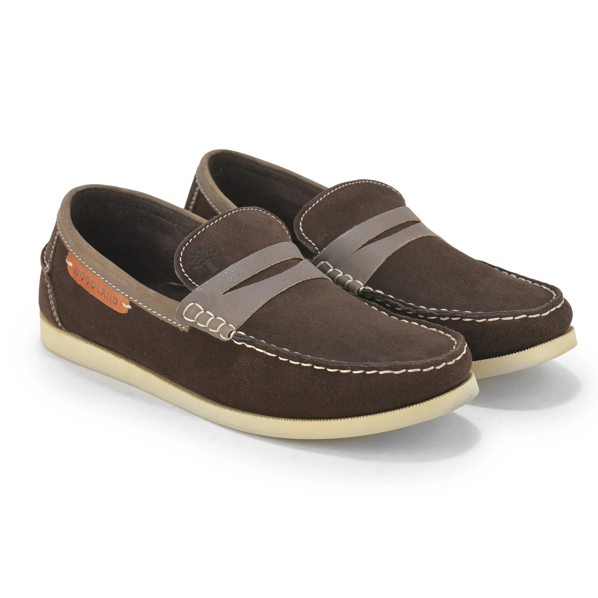 Woodland Nubuck Brown Slip-on Shoes for Men - Thumbnail 8