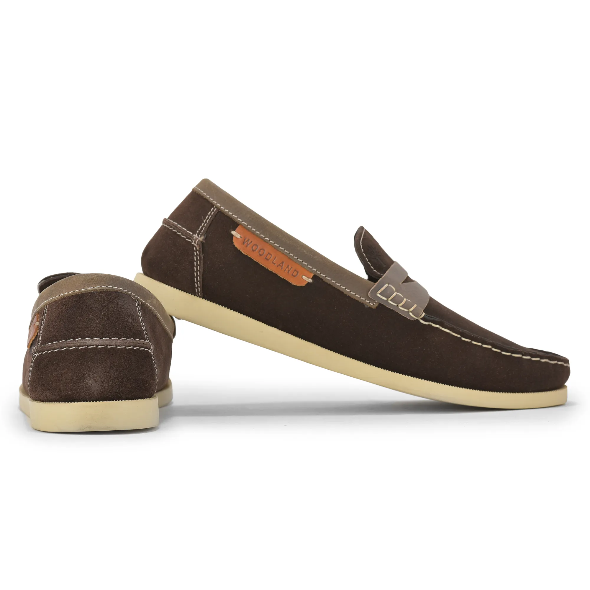 Woodland Nubuck Brown Slip-on Shoes for Men - Thumbnail 10