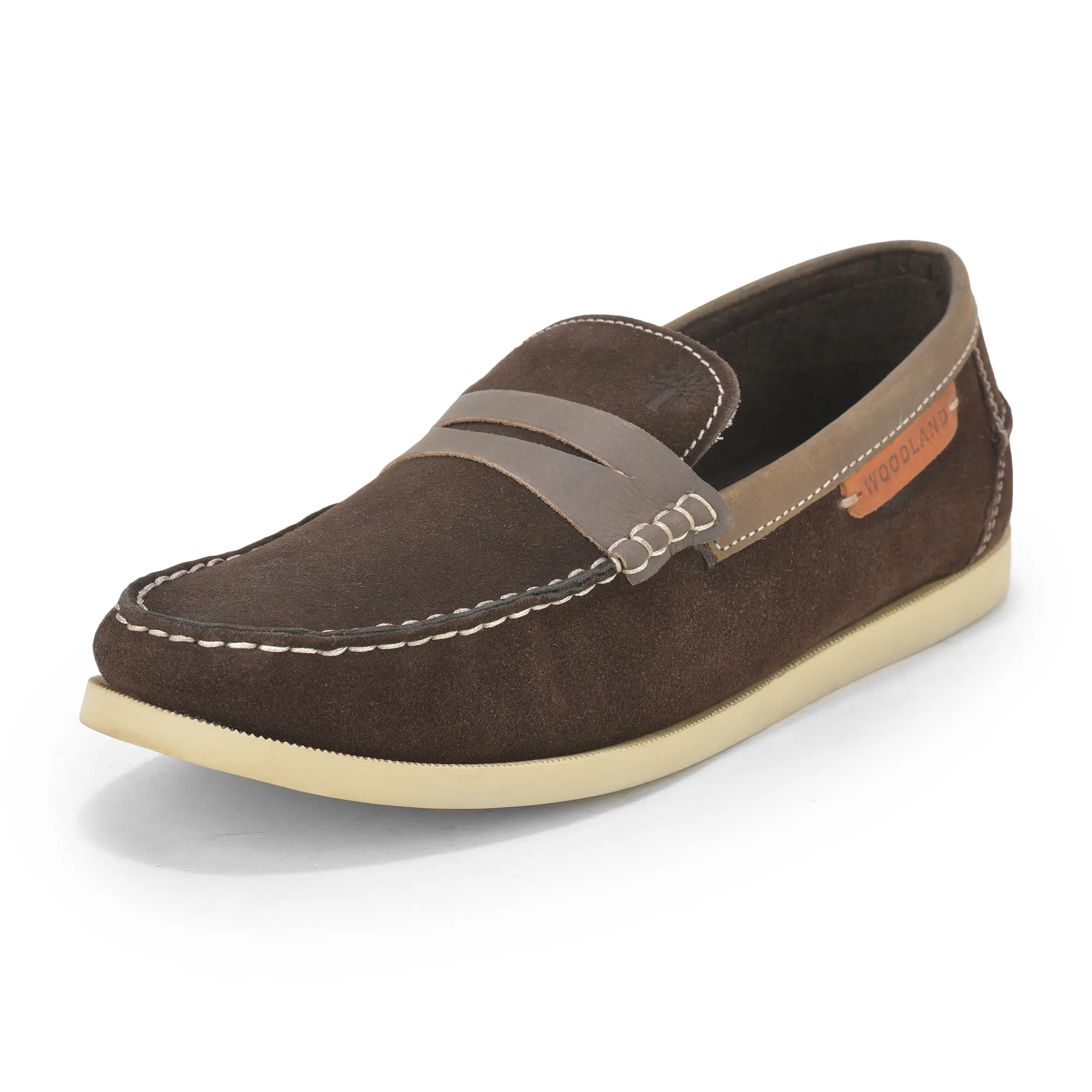 Woodland Nubuck Brown Slip-on Shoes for Men - Thumbnail 11