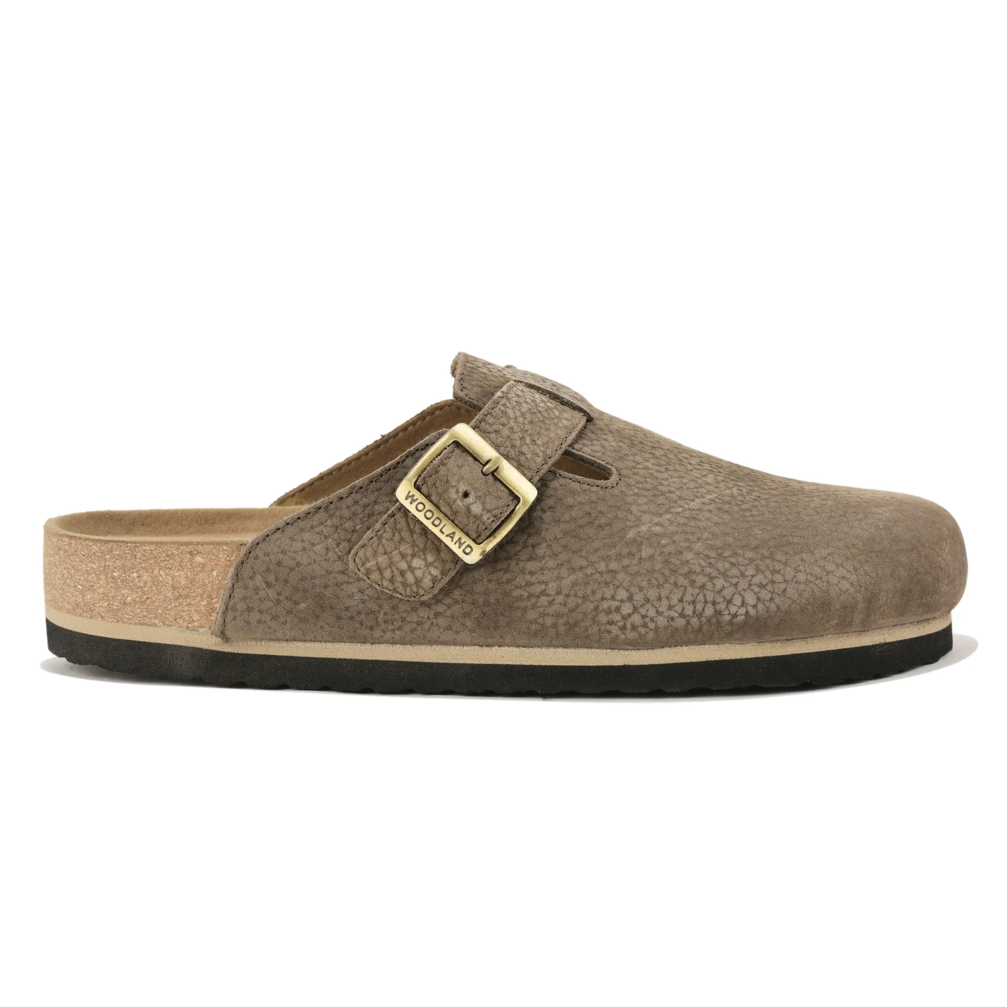 Woodland Men Brown Nubuck Comfort Slip-On Clogs - Thumbnail 2