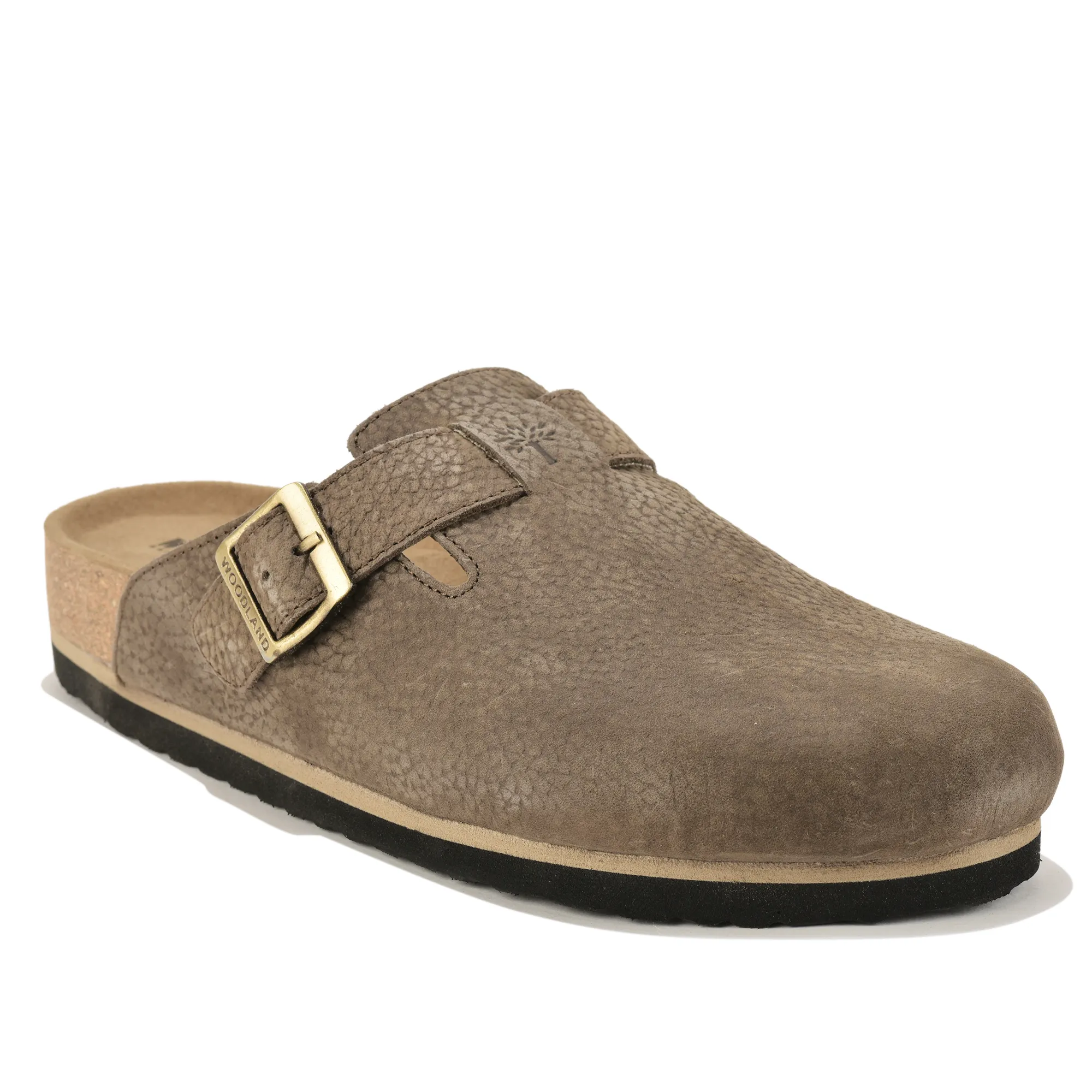 Woodland Men Brown Nubuck Comfort Slip-On Clogs - Thumbnail 3
