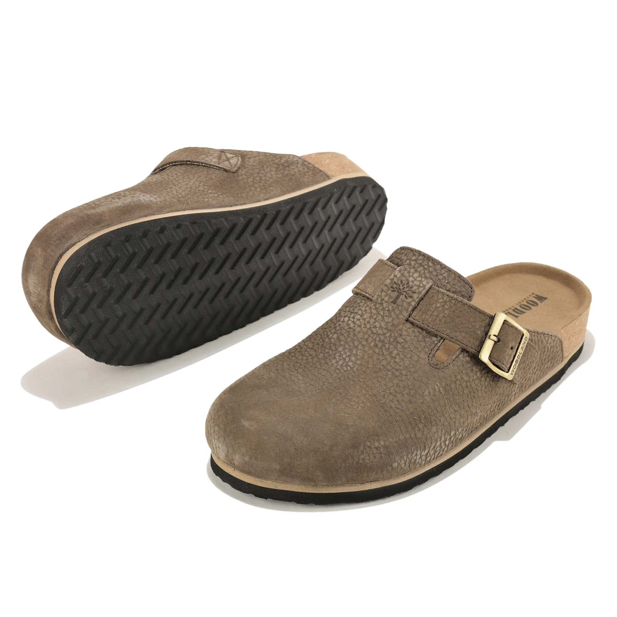 Woodland Men Brown Nubuck Comfort Slip-On Clogs - Thumbnail 6