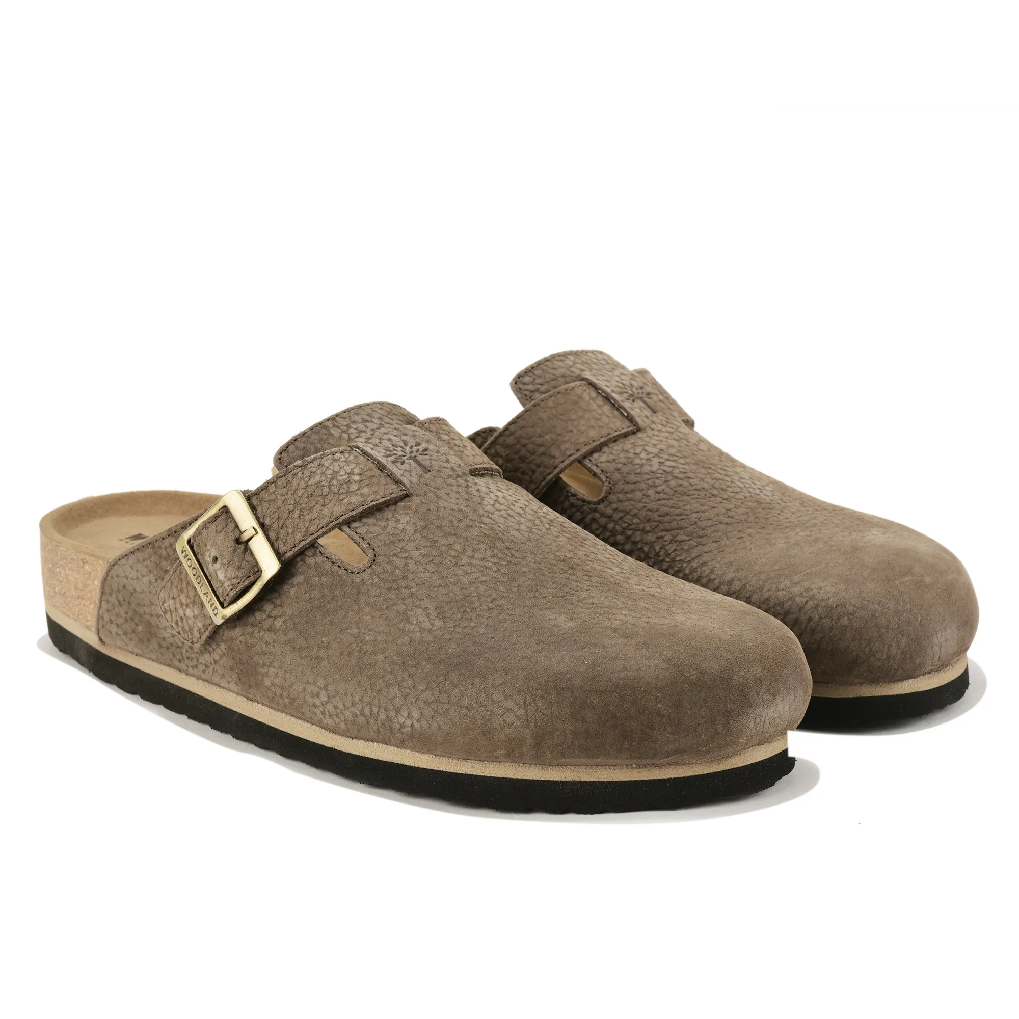 Woodland Men Brown Nubuck Comfort Slip-On Clogs - Thumbnail 8