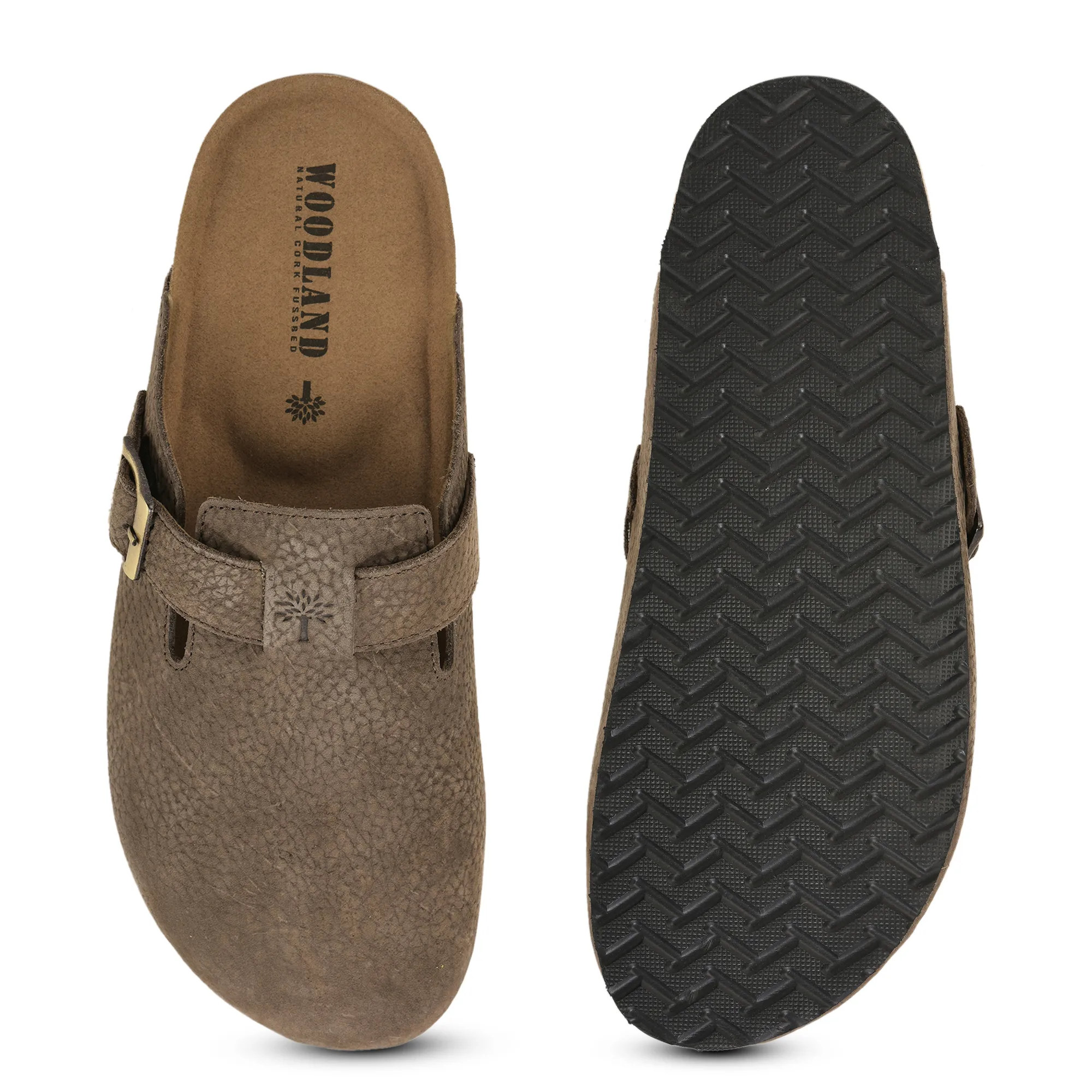 Woodland Men Brown Nubuck Comfort Slip-On Clogs - Thumbnail 9