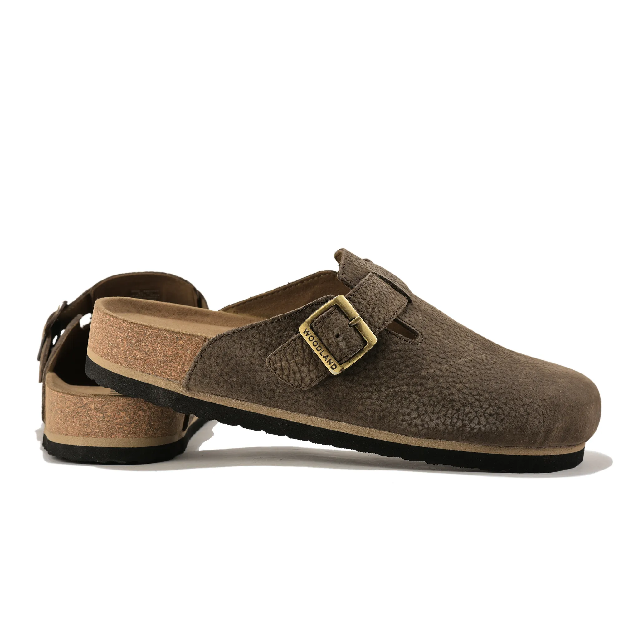 Woodland Men Brown Nubuck Comfort Slip-On Clogs - Thumbnail 10