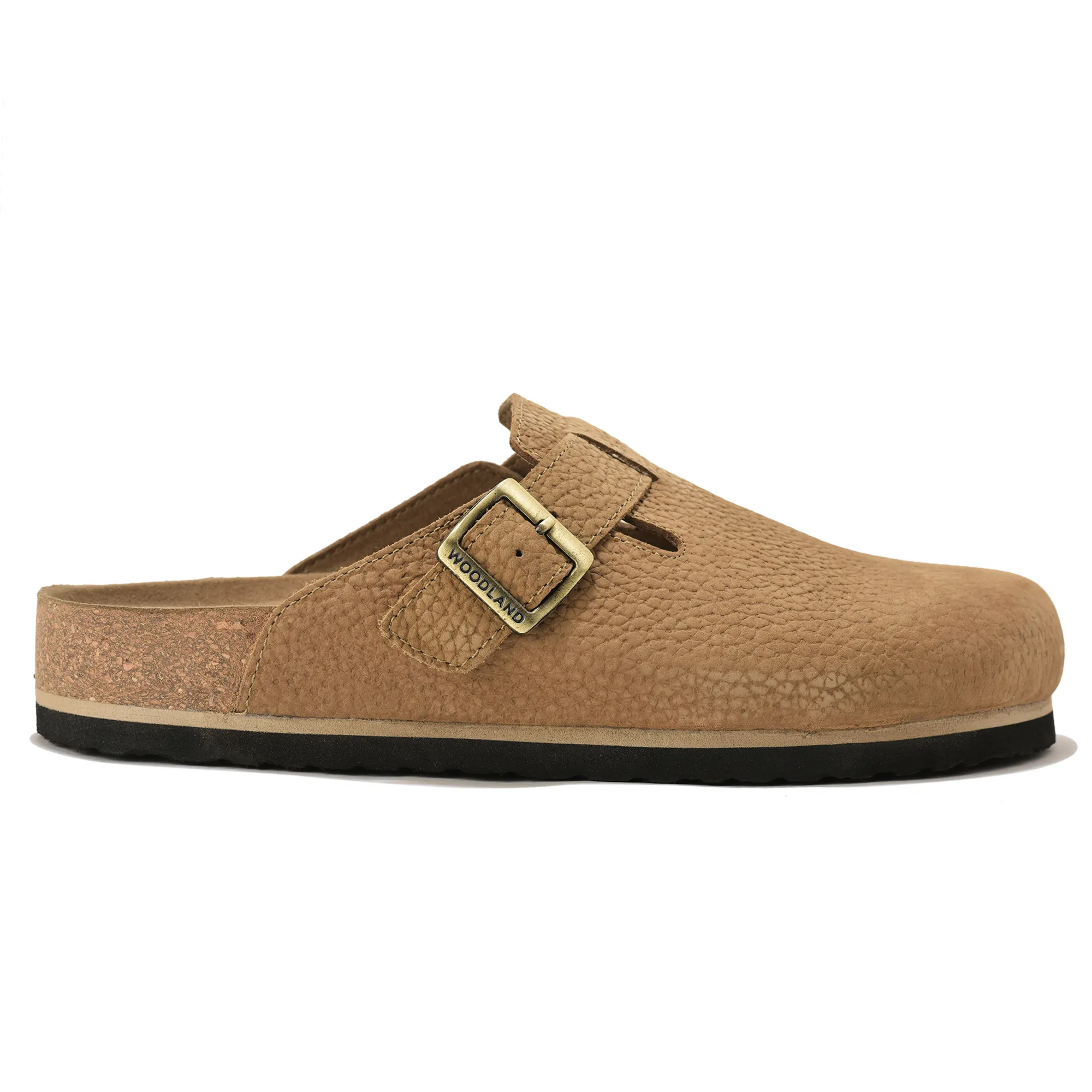 Woodland Men Camel Nubuck Comfort Slip-On Clogs - Thumbnail 2