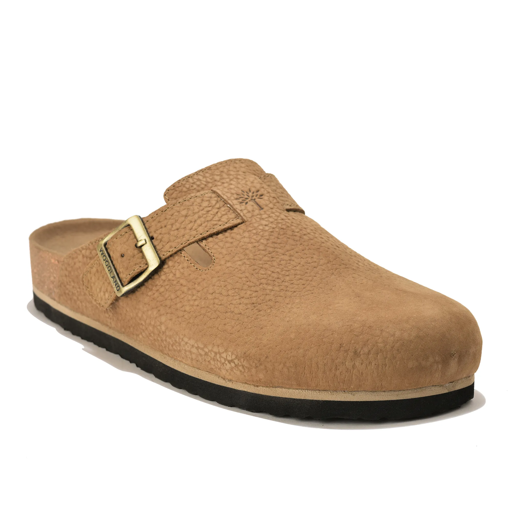 Woodland Men Camel Nubuck Comfort Slip-On Clogs - Thumbnail 3