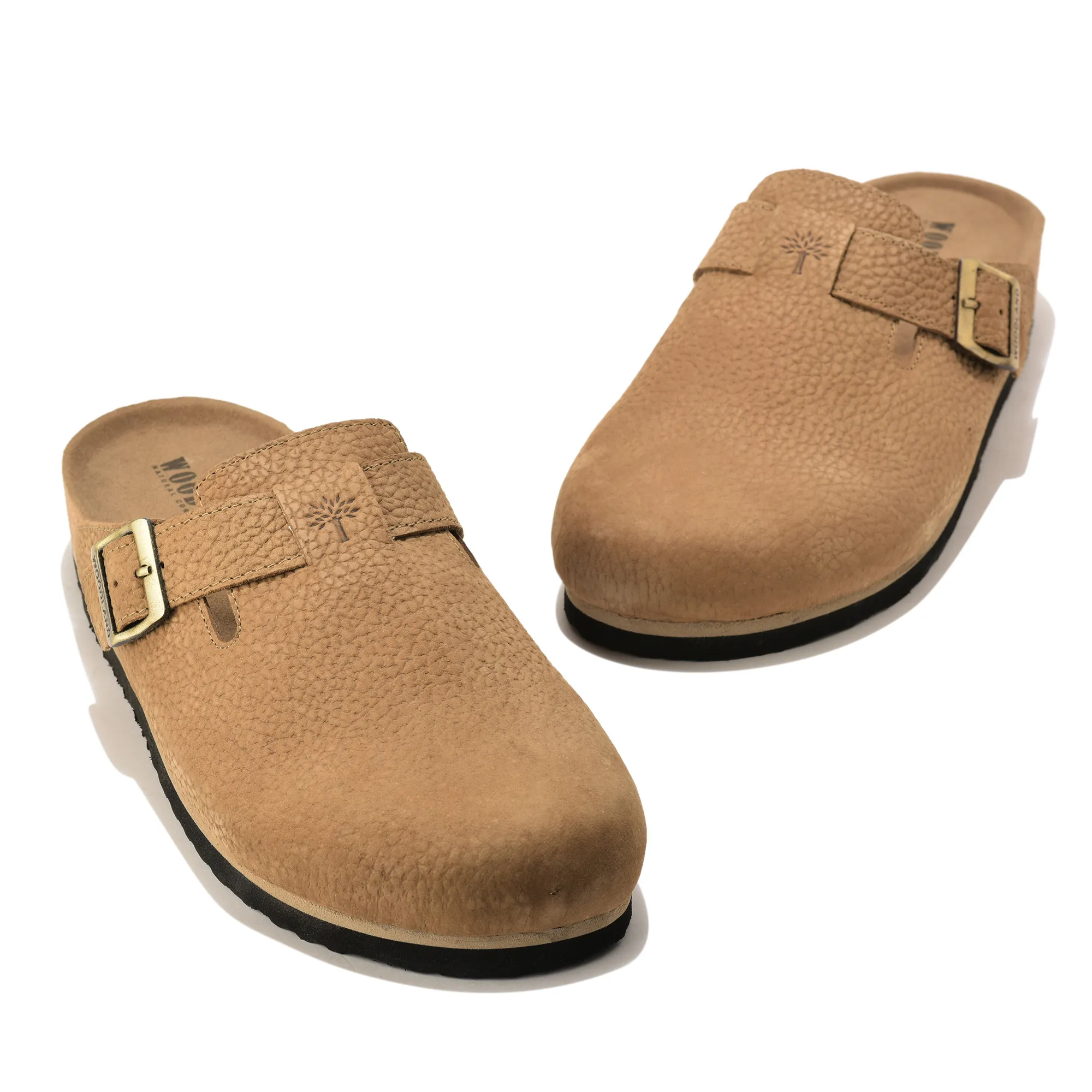 Woodland Men Camel Nubuck Comfort Slip-On Clogs - Thumbnail 4