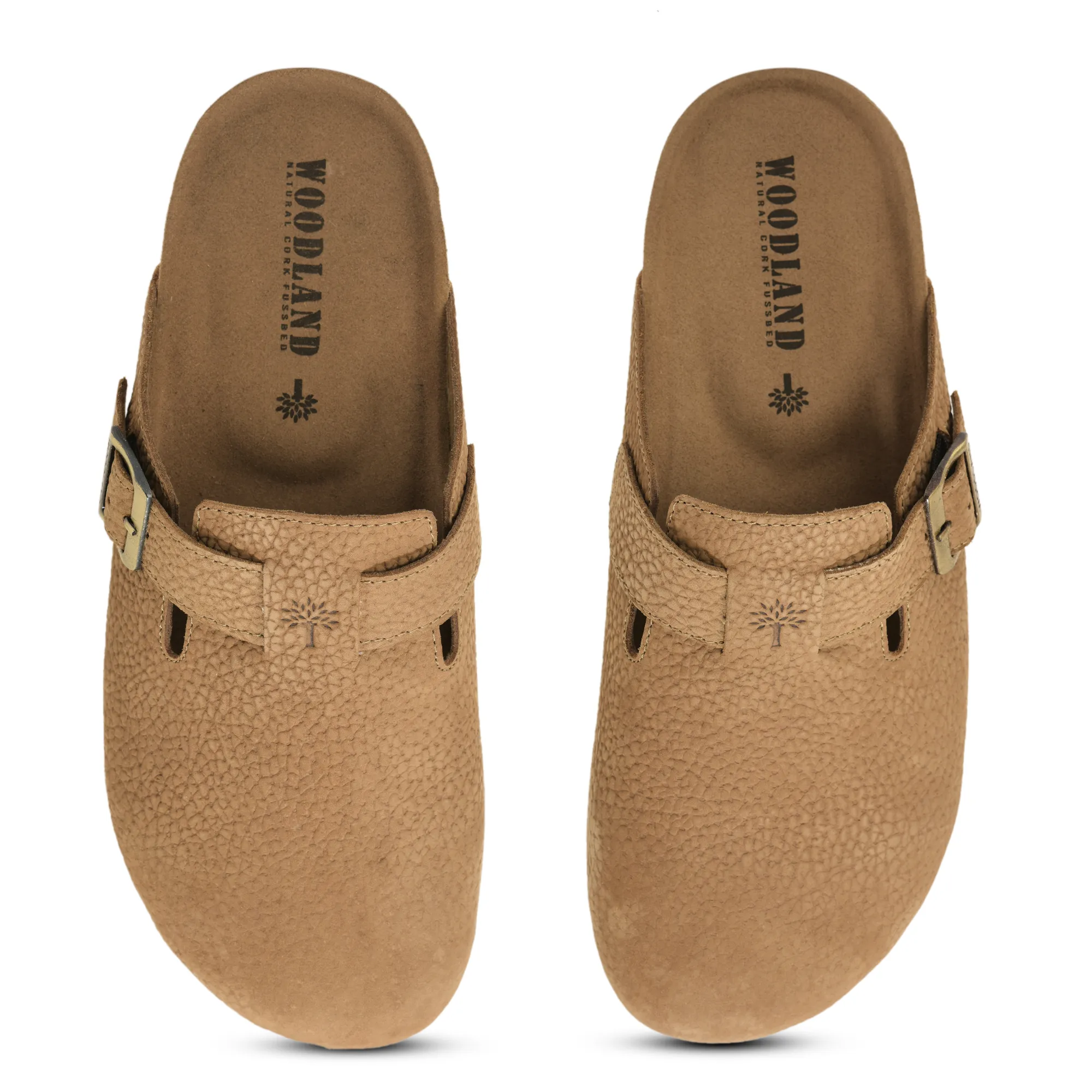 Woodland Men Camel Nubuck Comfort Slip-On Clogs - Thumbnail 5