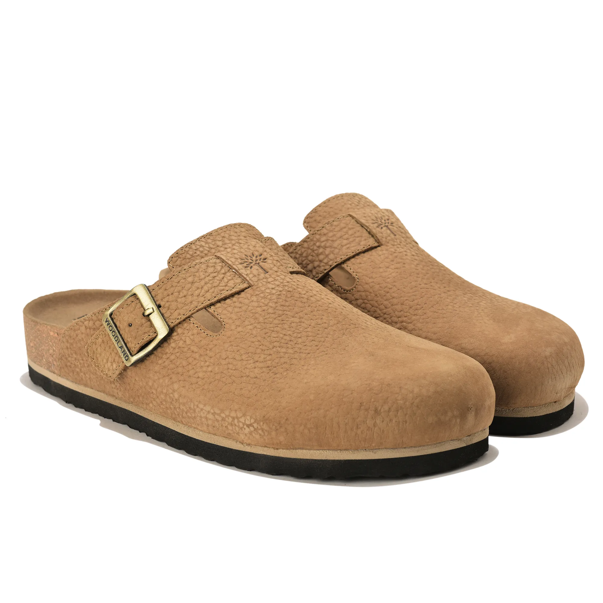 Woodland Men Camel Nubuck Comfort Slip-On Clogs - Thumbnail 8