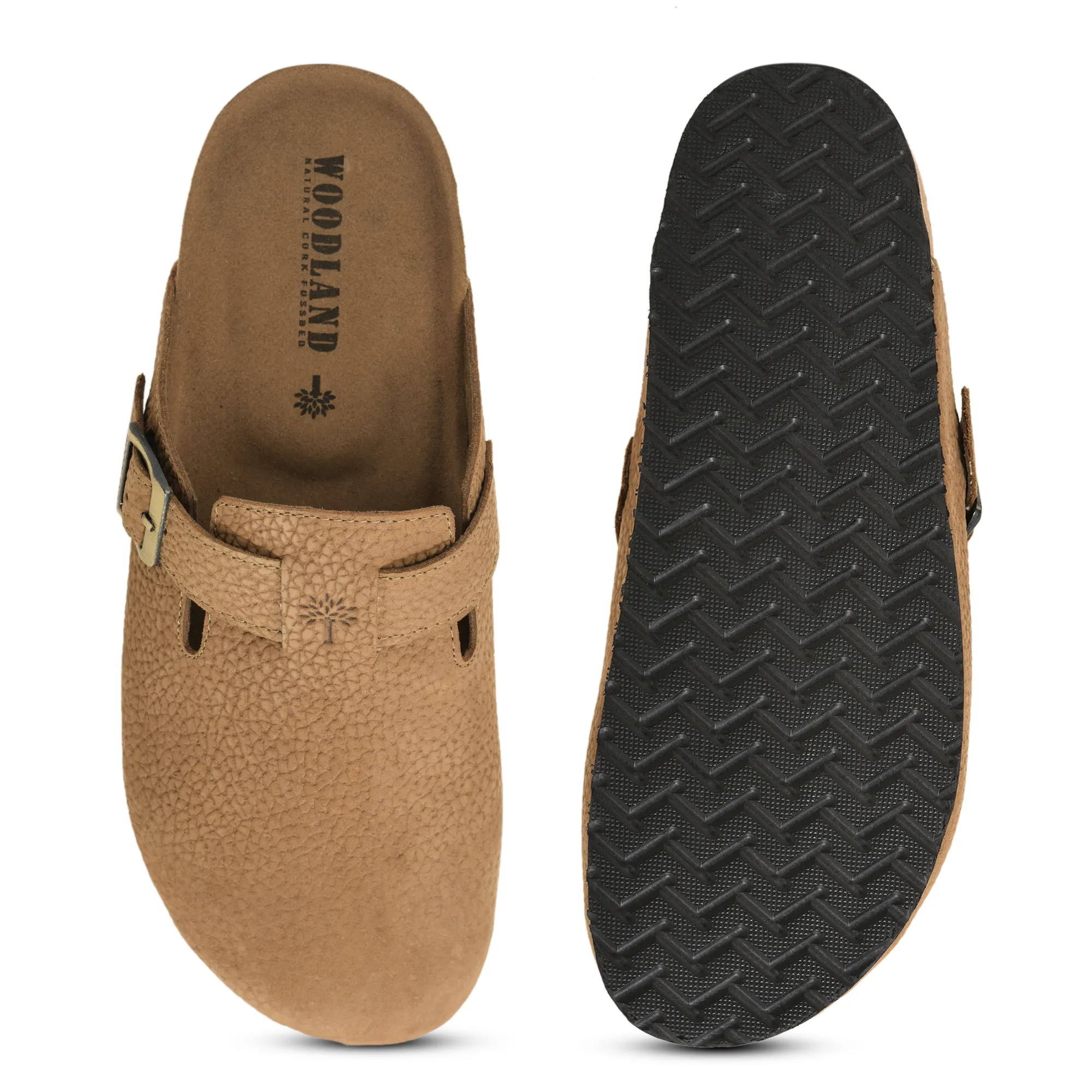 Woodland Men Camel Nubuck Comfort Slip-On Clogs - Thumbnail 9