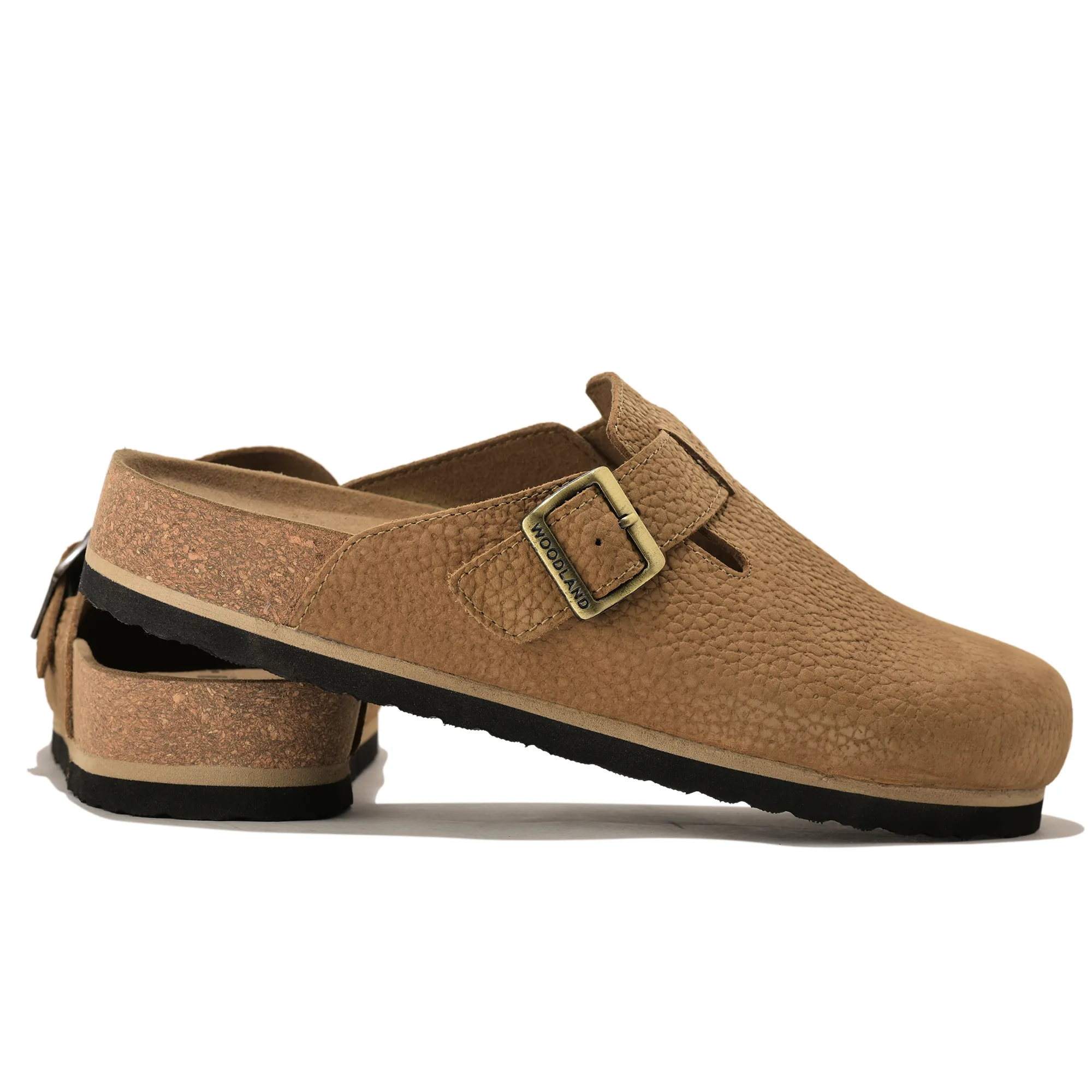 Woodland Men Camel Nubuck Comfort Slip-On Clogs - Thumbnail 10