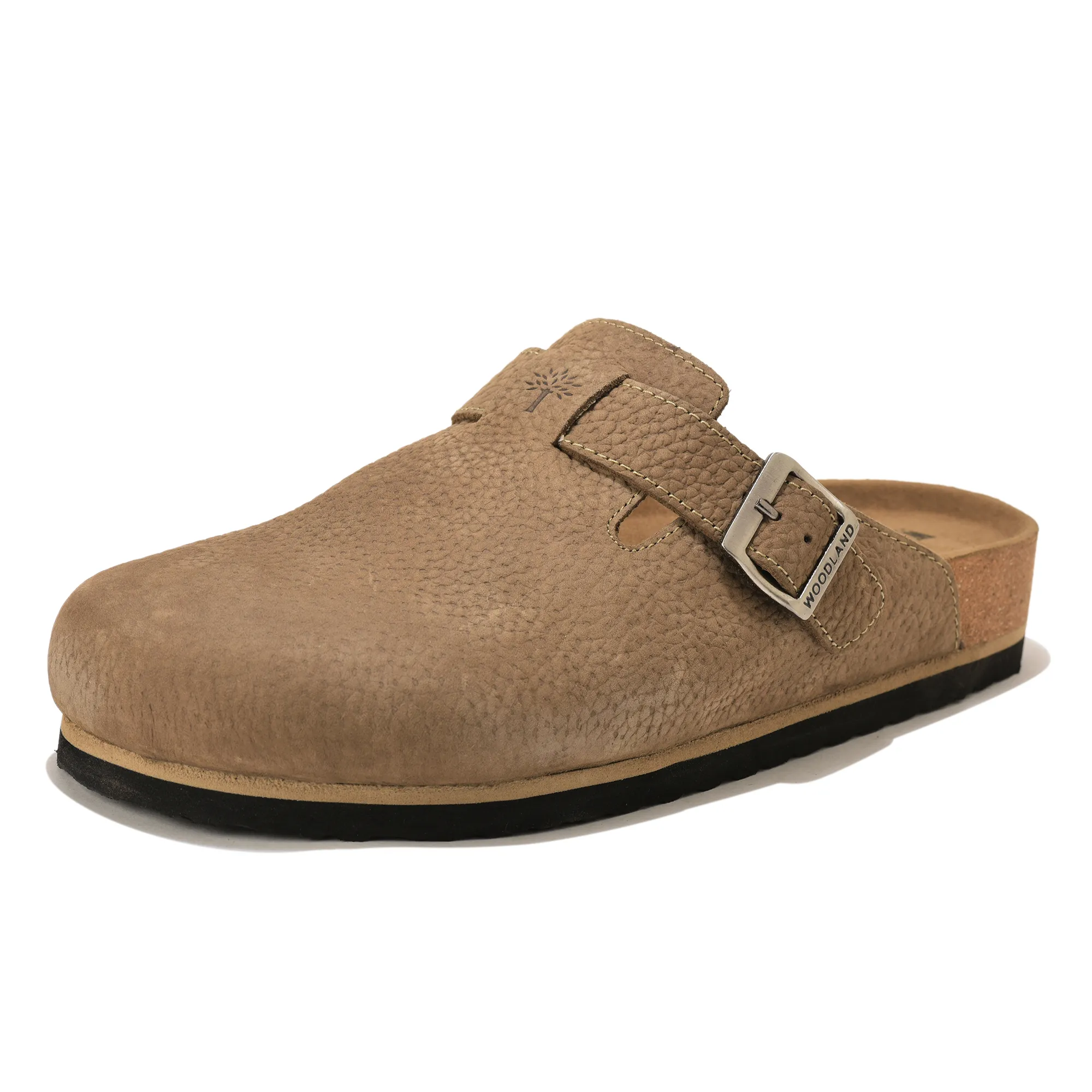 Woodland Men Khaki Nubuck Comfort Slip-On Clogs - Thumbnail 9