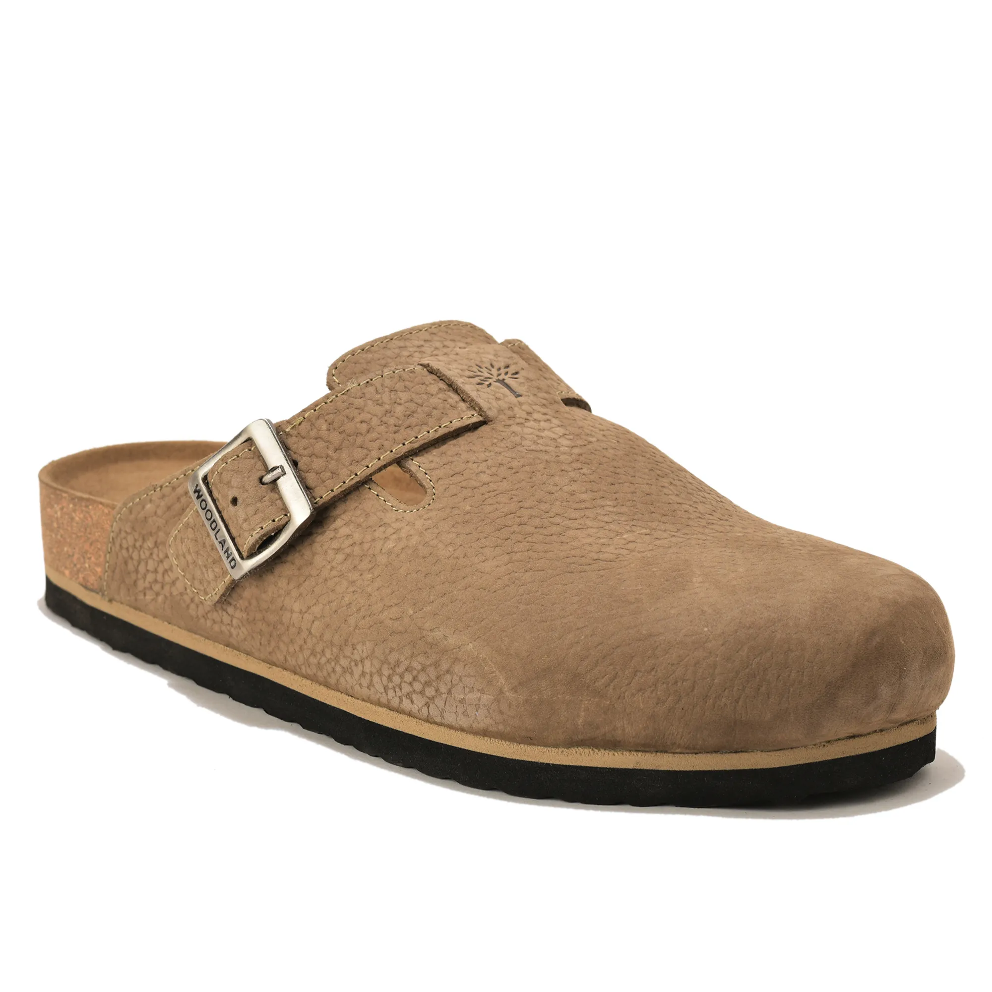 Woodland Men Khaki Nubuck Comfort Slip-On Clogs - Thumbnail 10