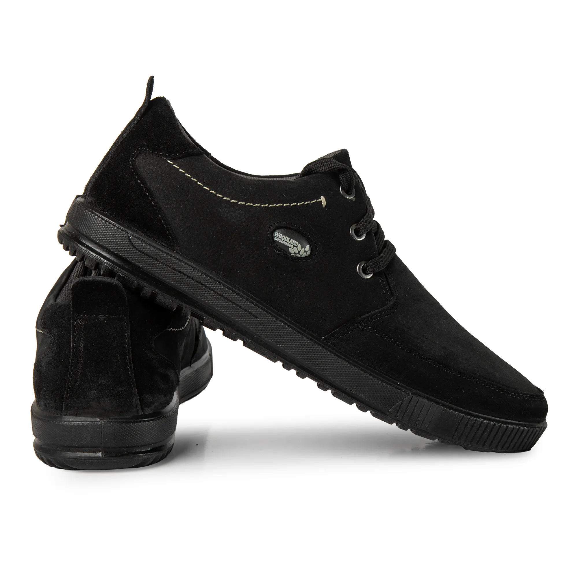 Black Nubuk Men Casual Lace Up Shoes - Thumbnail 3