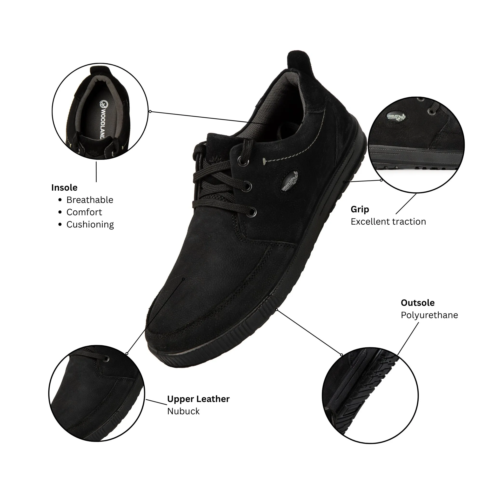 Black Nubuk Men Casual Lace Up Shoes - Thumbnail 10