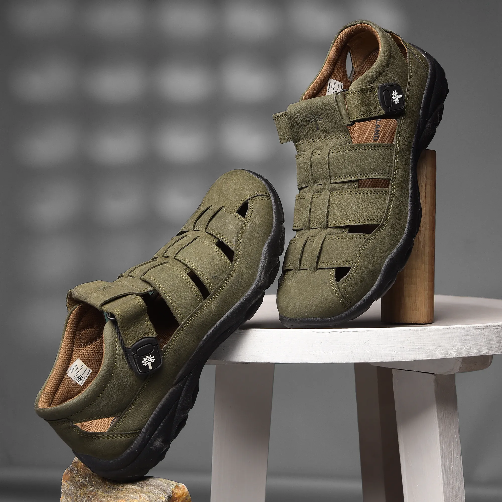 Woodland Olive Green Mens Sandals - Thumbnail 11