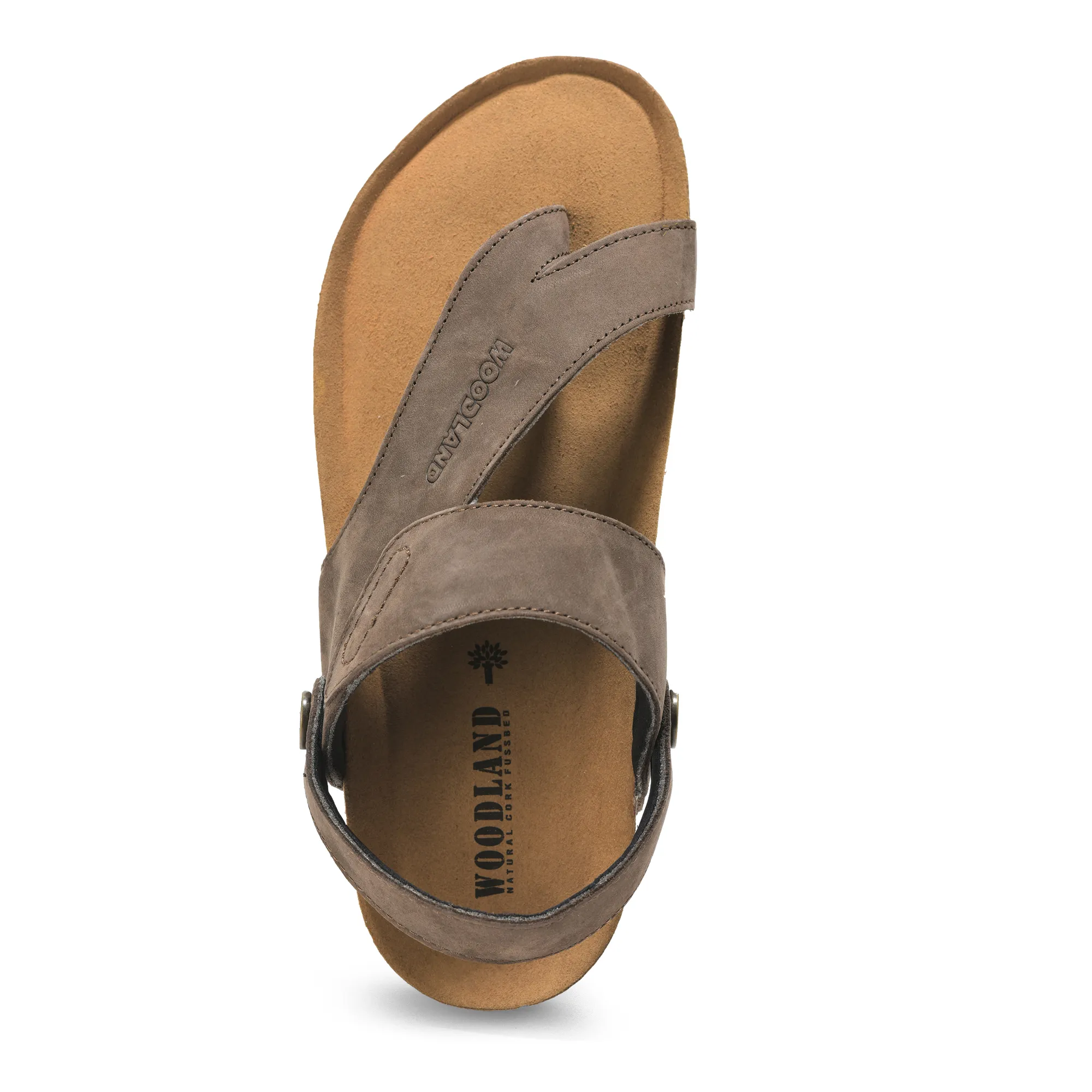 Woodland Men Brown Nubuck Leather Sandals with Heel Strap - Thumbnail 13