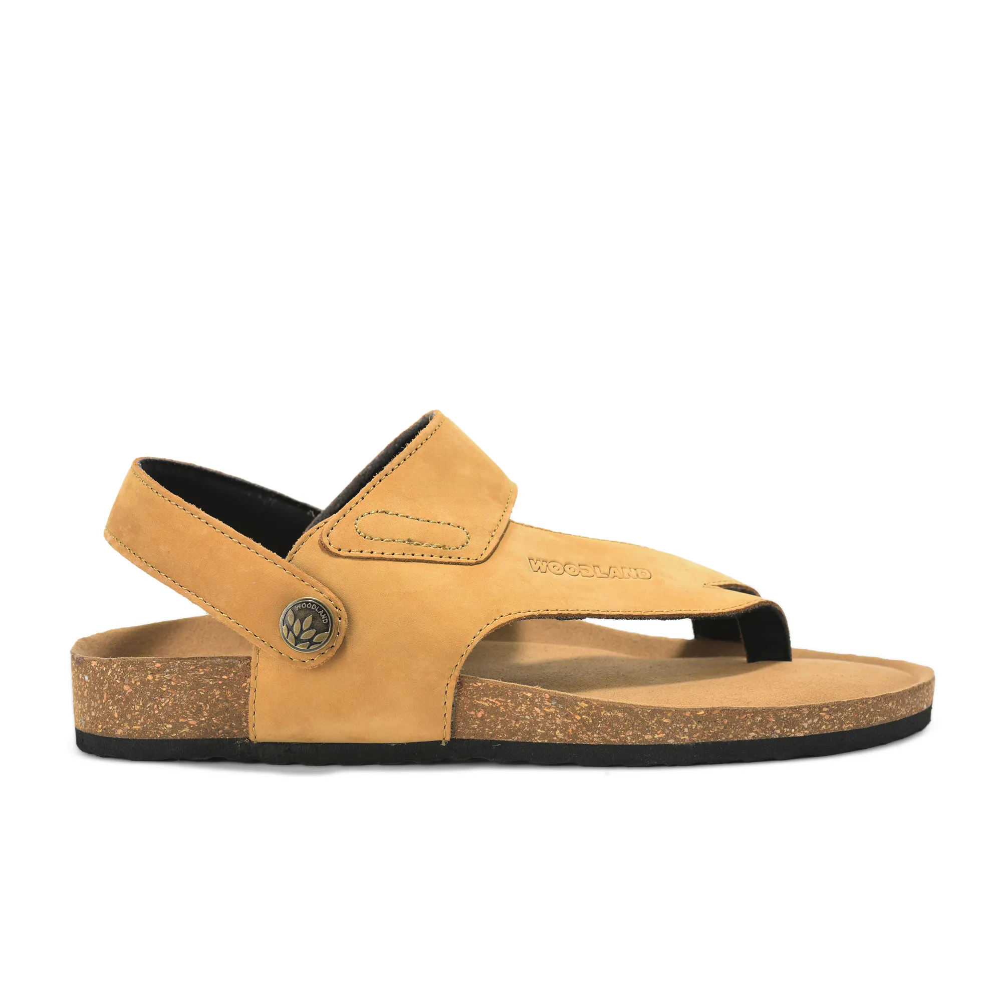 Woodland Men Camel Nubuck Leather Sandals with Heel Strap - Thumbnail 2