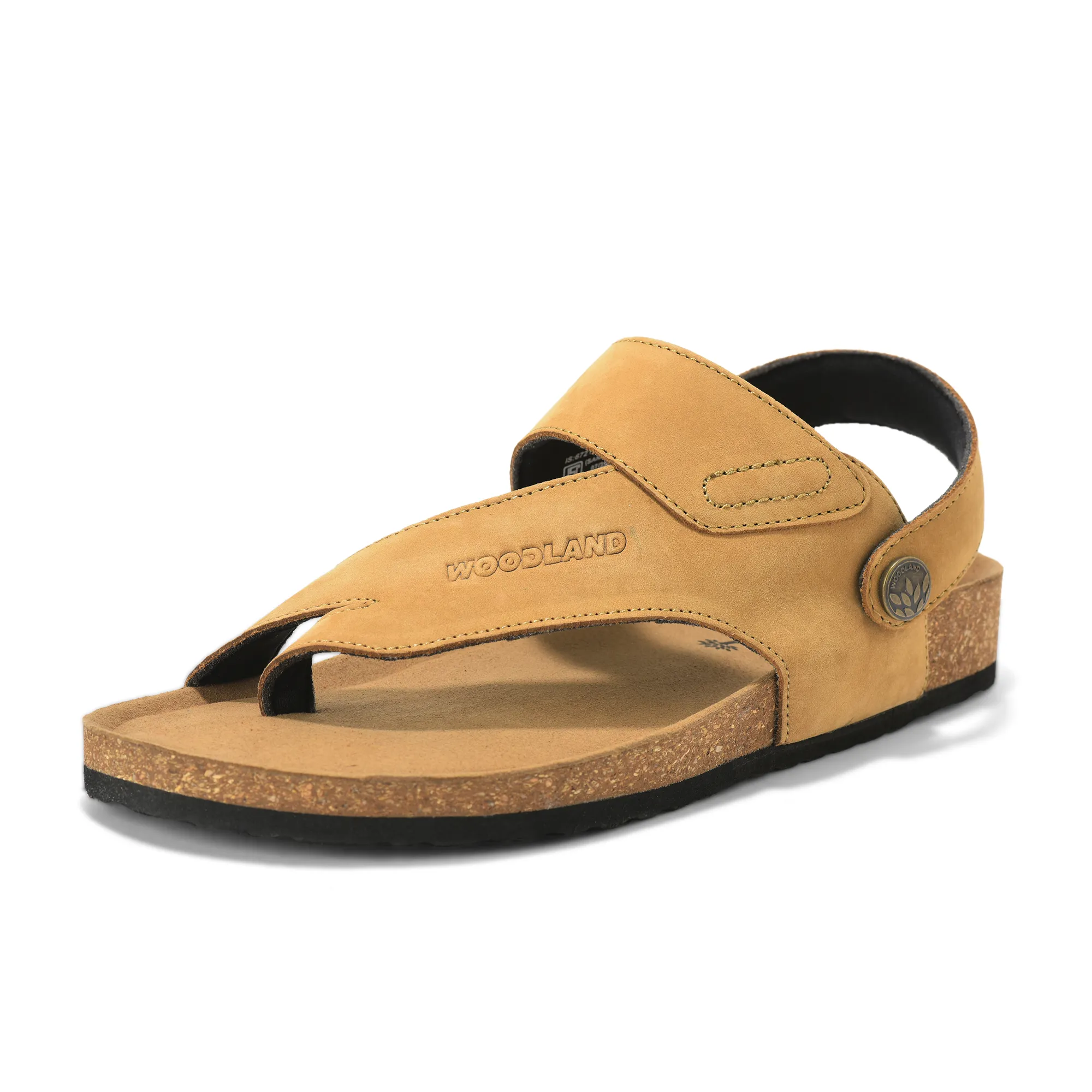 Woodland Men Camel Nubuck Leather Sandals with Heel Strap - Thumbnail 11