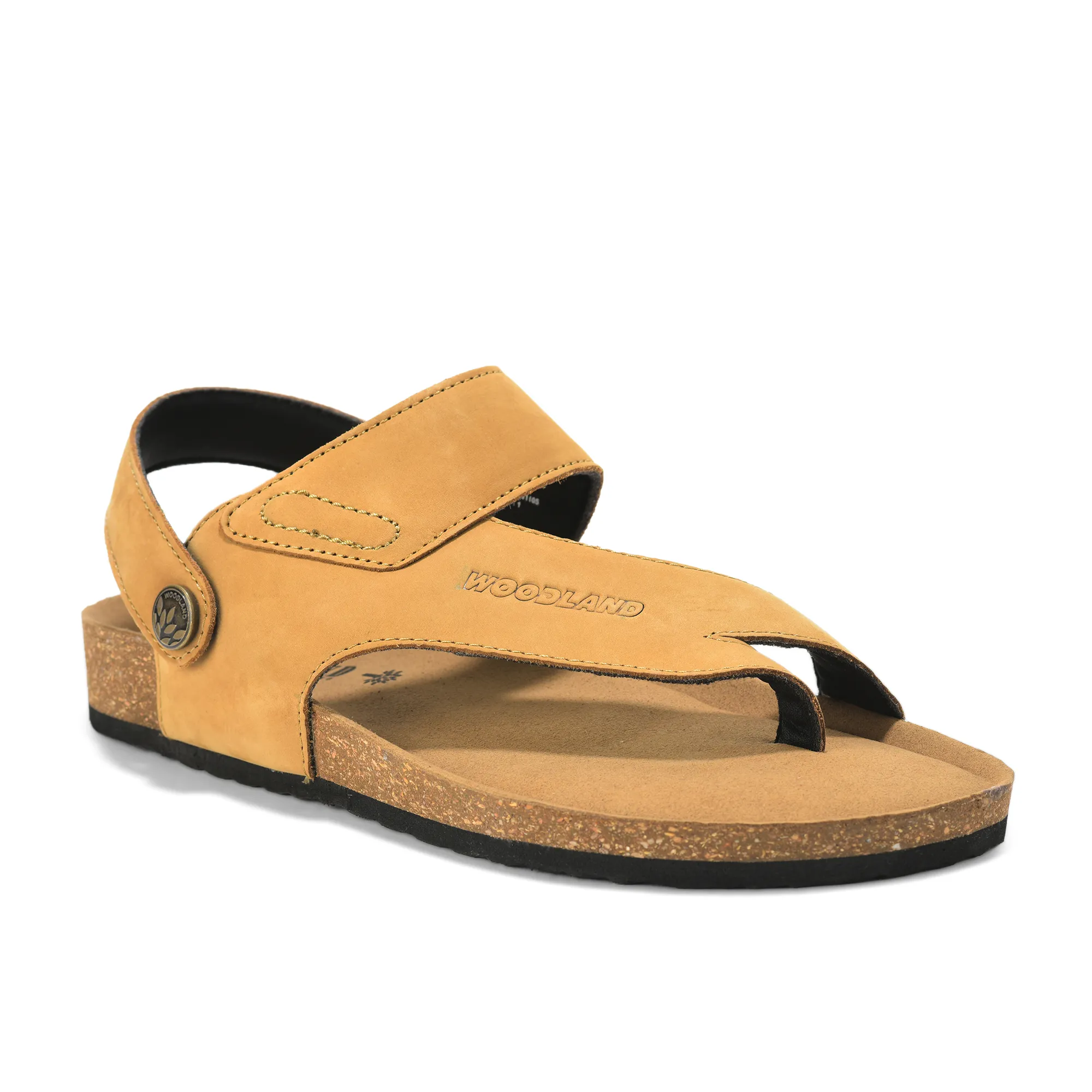 Woodland Men Camel Nubuck Leather Sandals with Heel Strap - Thumbnail 12