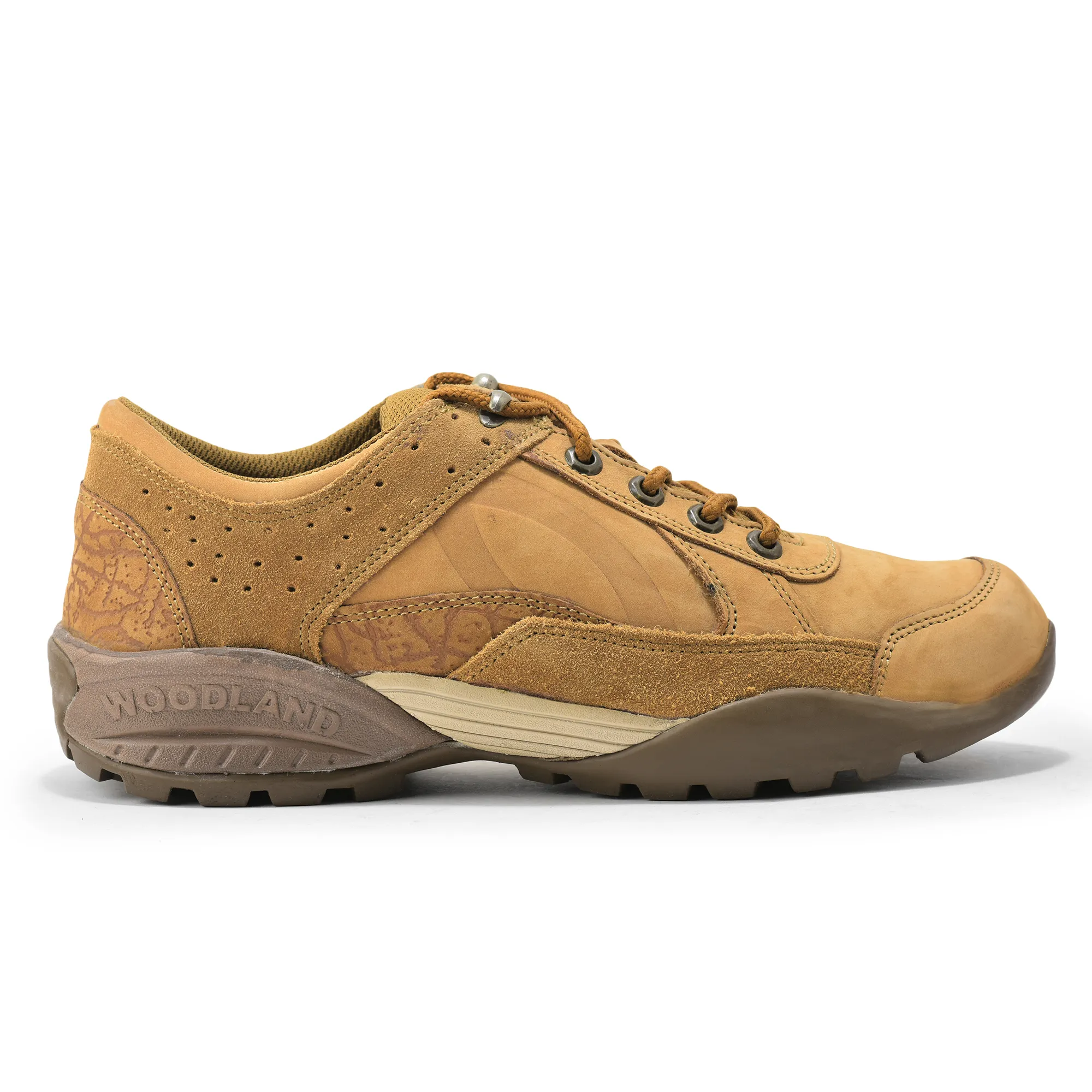 Men Camel Nubuck Trail-Inspired Casual Lace-Up Shoes - Thumbnail 2