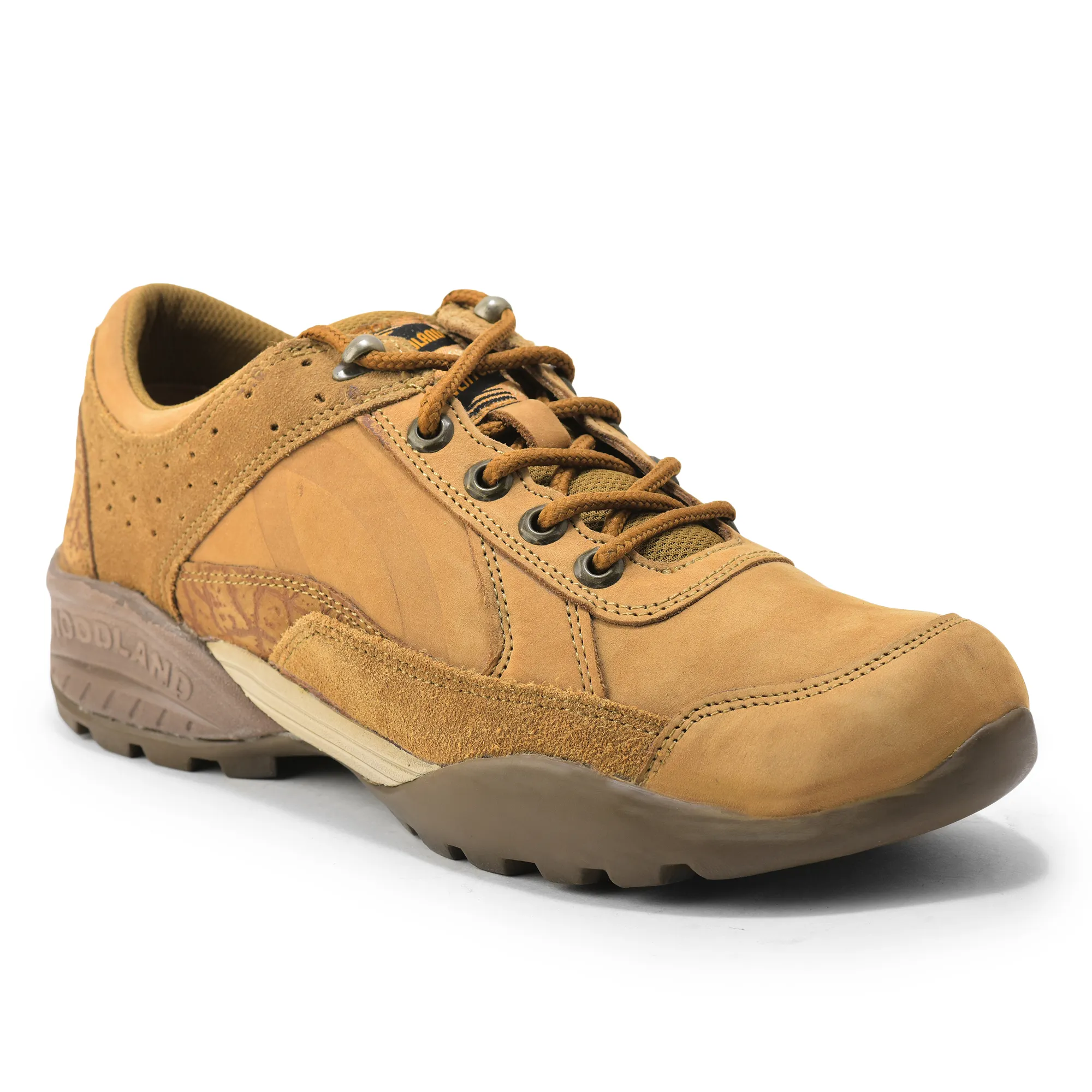 Men Camel Nubuck Trail-Inspired Casual Lace-Up Shoes - Thumbnail 3