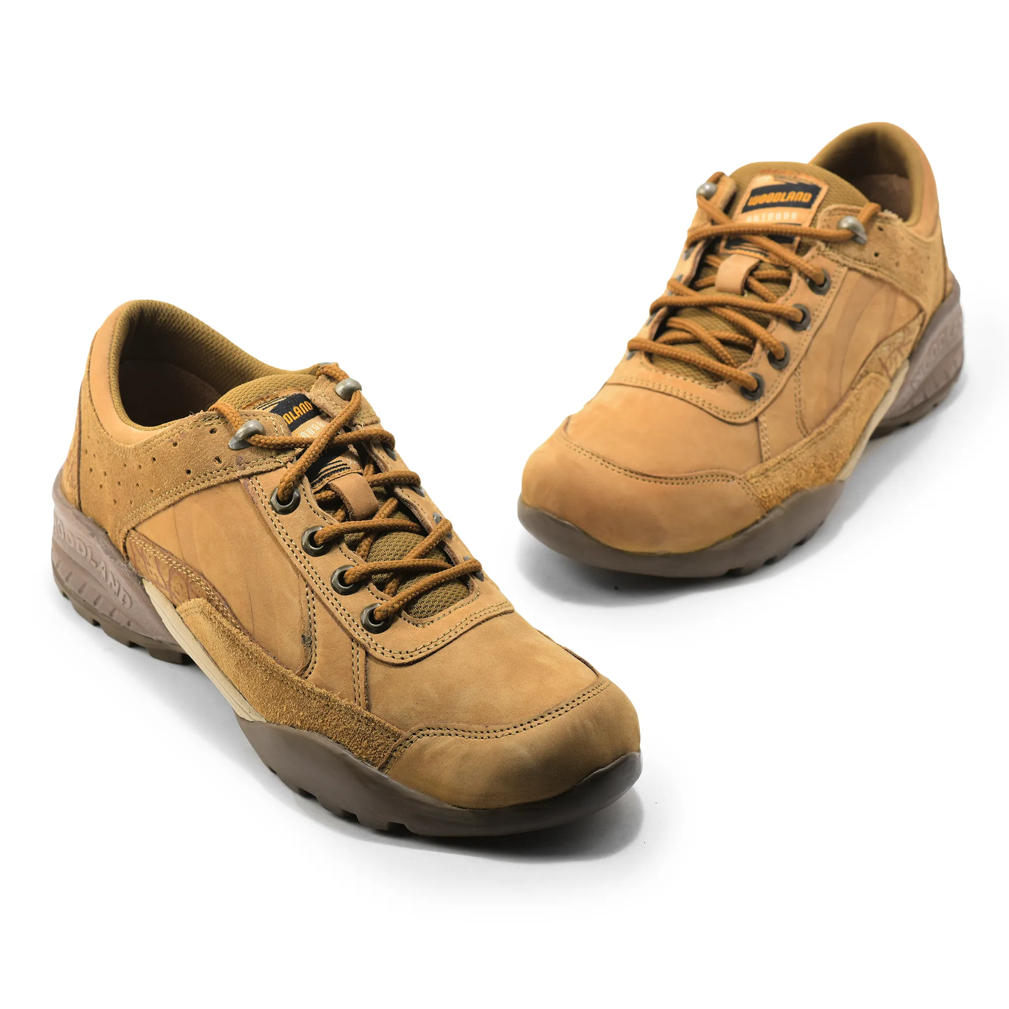 Men Camel Nubuck Trail-Inspired Casual Lace-Up Shoes - Thumbnail 4