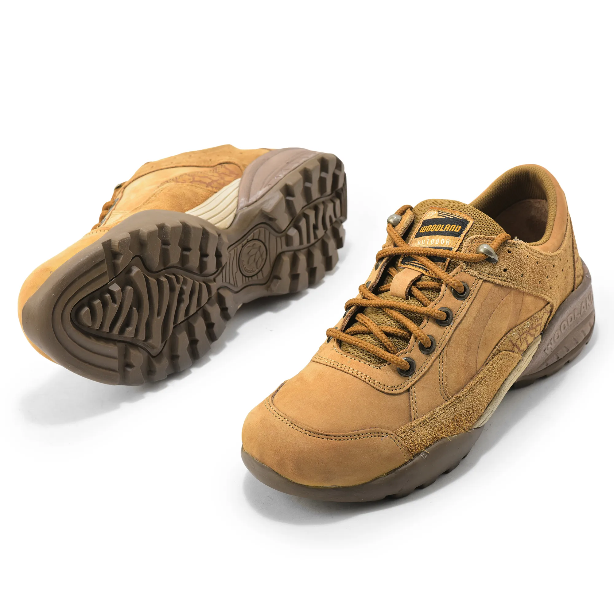 Men Camel Nubuck Trail-Inspired Casual Lace-Up Shoes - Thumbnail 6