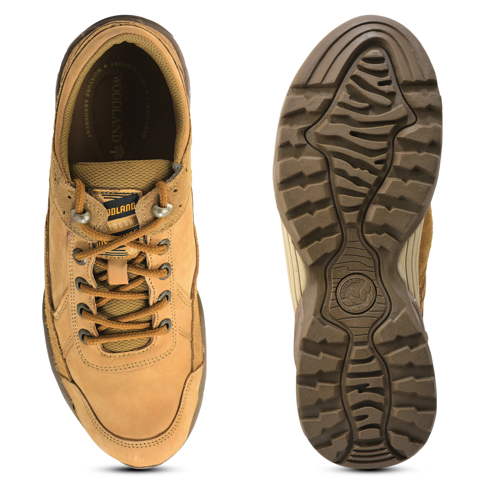 Men Camel Nubuck Trail-Inspired Casual Lace-Up Shoes - Thumbnail 9