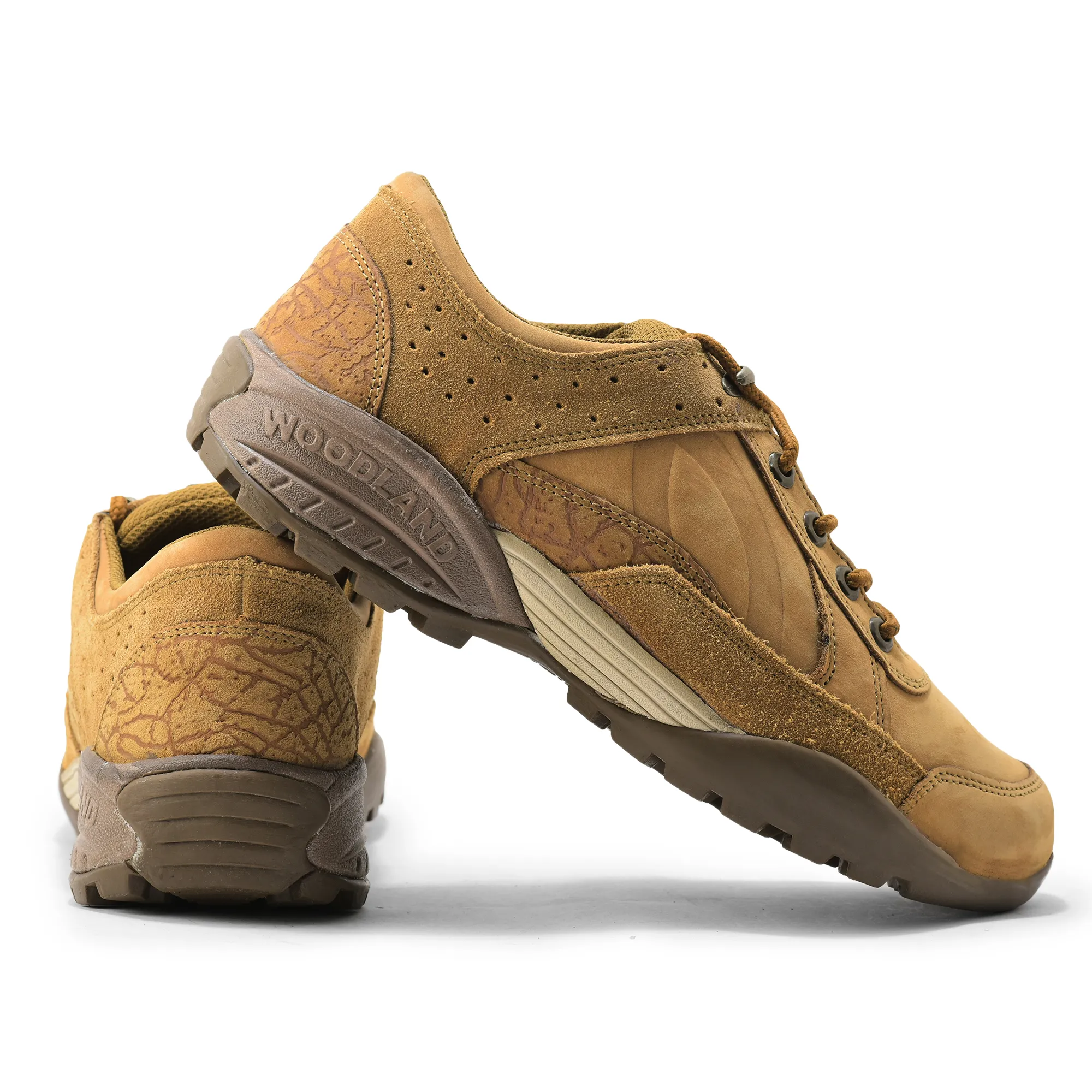 Men Camel Nubuck Trail-Inspired Casual Lace-Up Shoes - Thumbnail 10