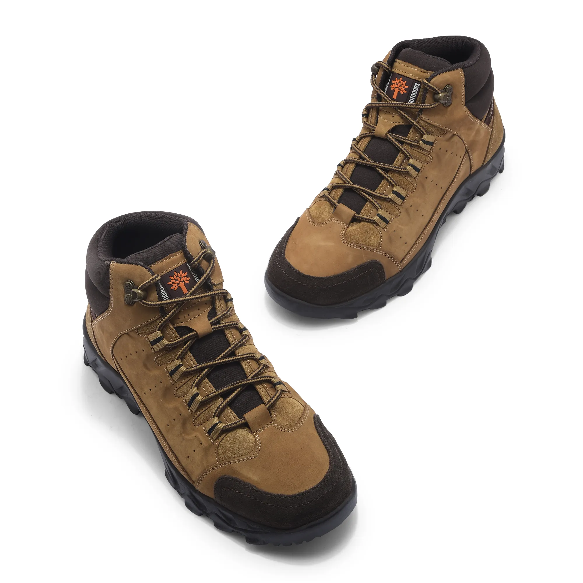 Men Camel Nubuck Leather Casual Boots - Thumbnail 2