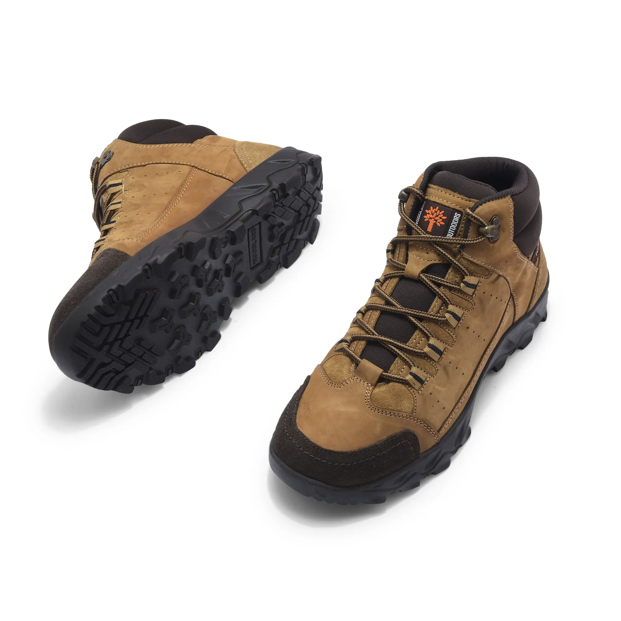 Men Camel Nubuck Leather Casual Boots - Thumbnail 5