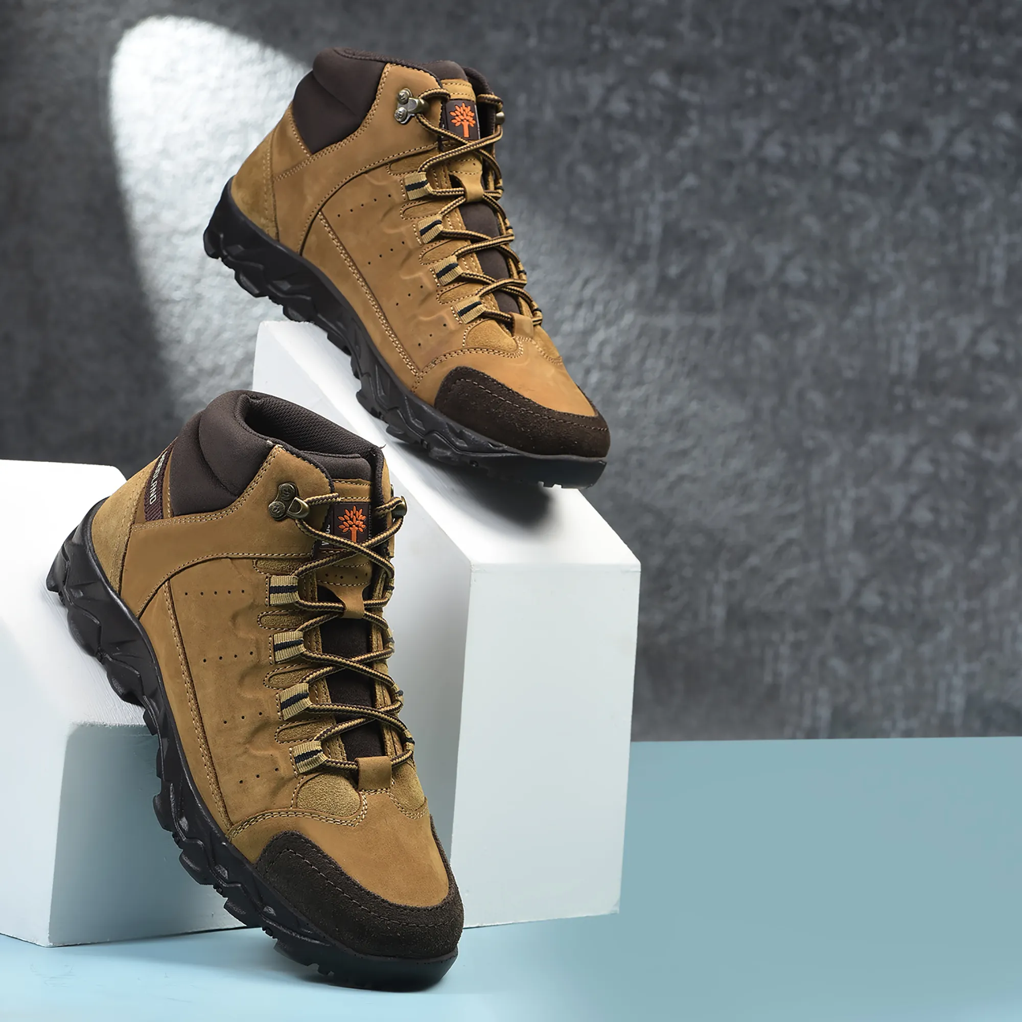 Men Camel Nubuck Leather Casual Boots - Thumbnail 9