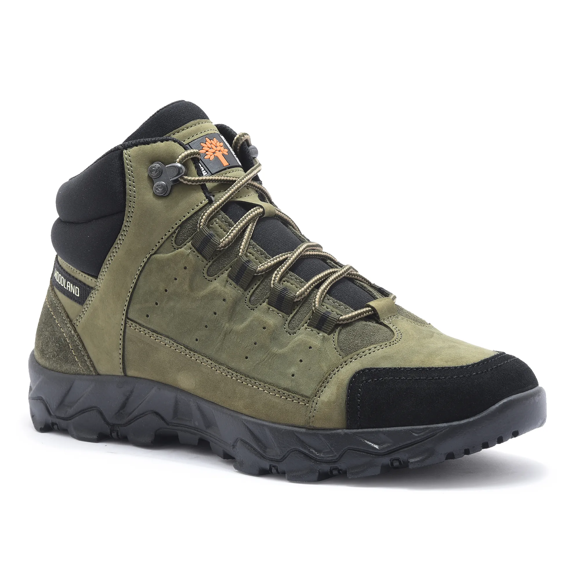 Men Olive Nubuck Leather Casual Boots - Thumbnail 3