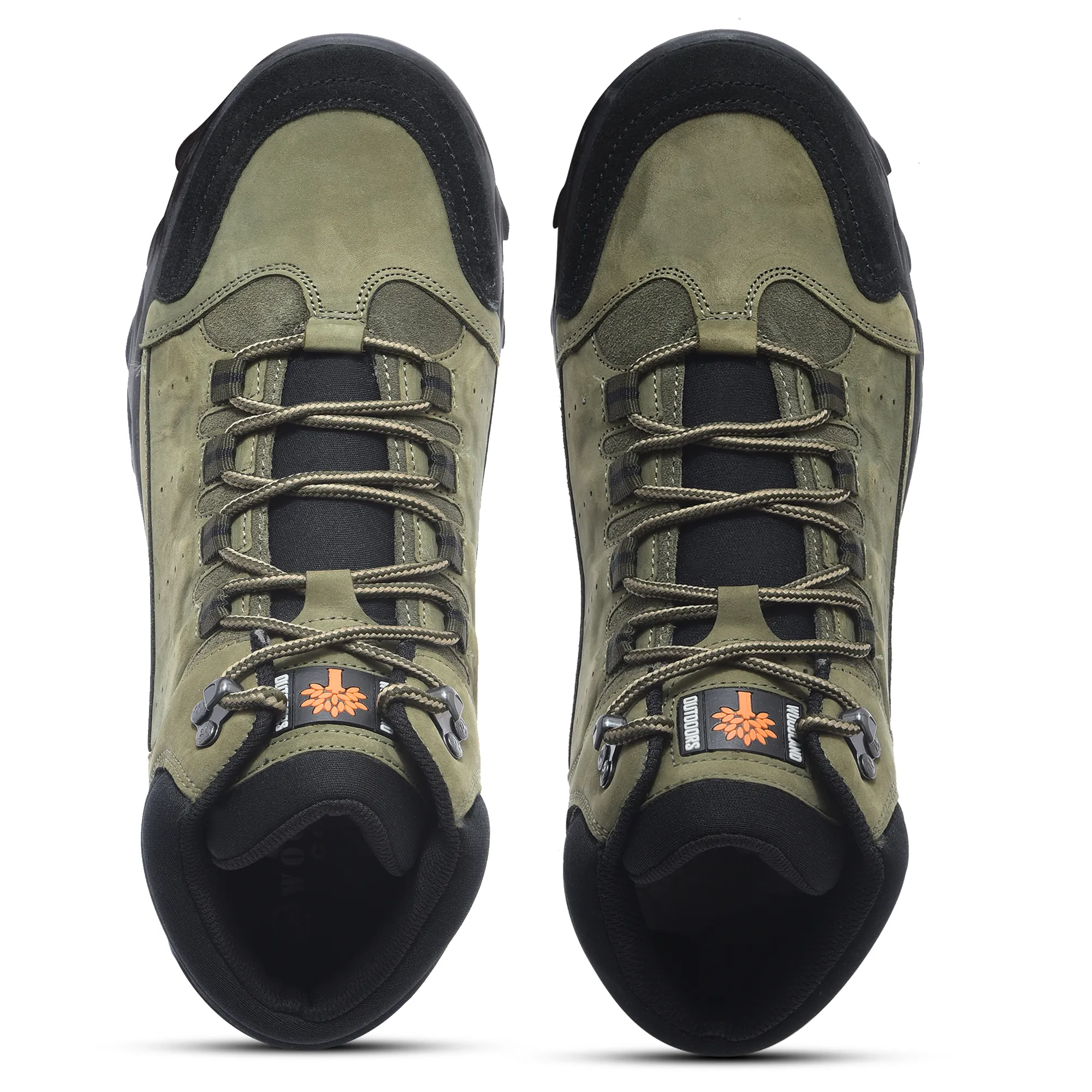 Men Olive Nubuck Leather Casual Boots - Thumbnail 4