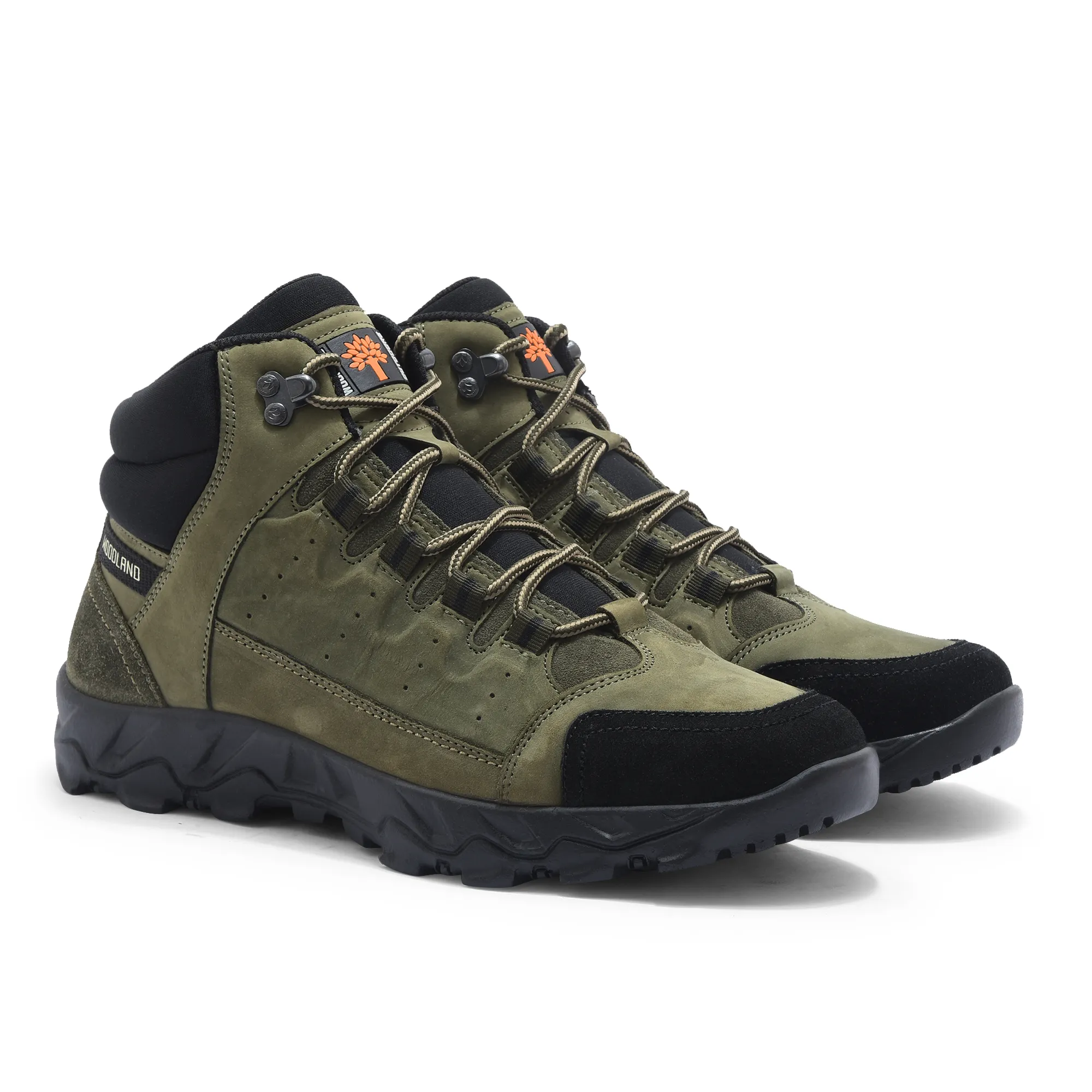 Men Olive Nubuck Leather Casual Boots - Thumbnail 7