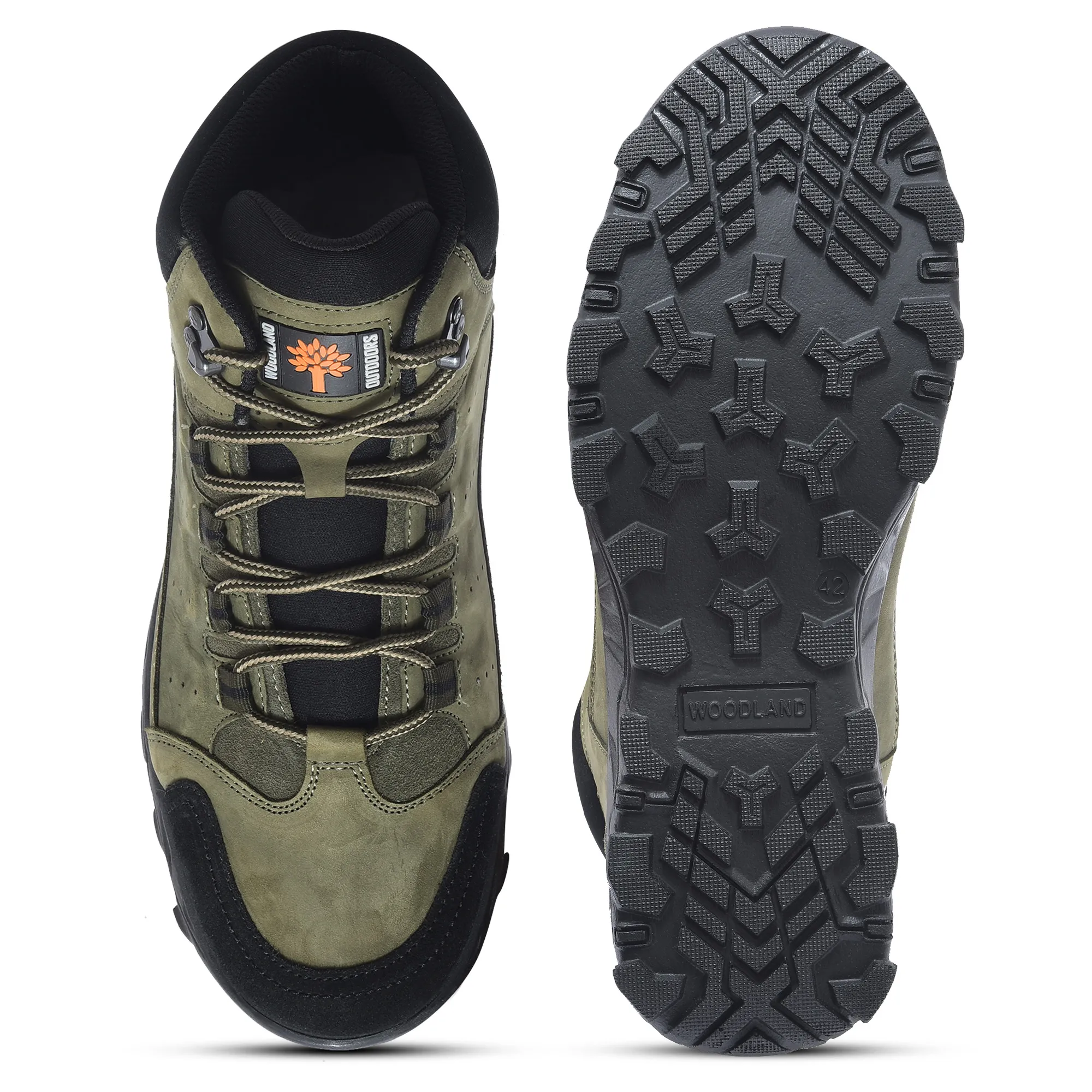 Men Olive Nubuck Leather Casual Boots - Thumbnail 8