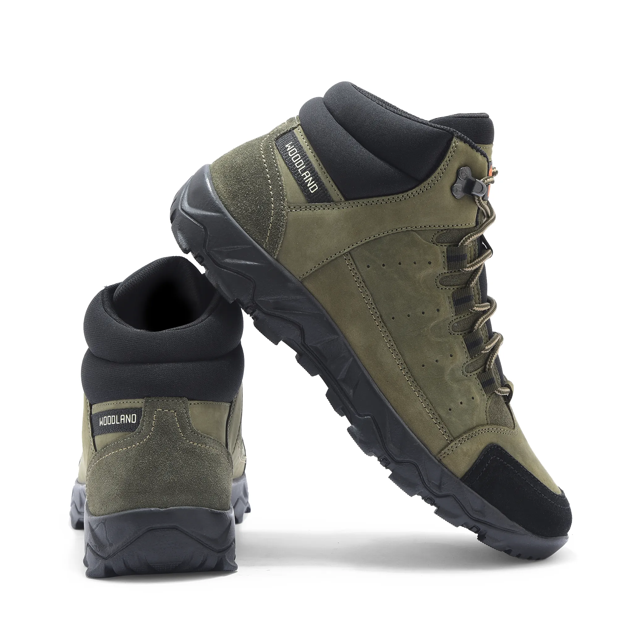 Men Olive Nubuck Leather Casual Boots - Thumbnail 10