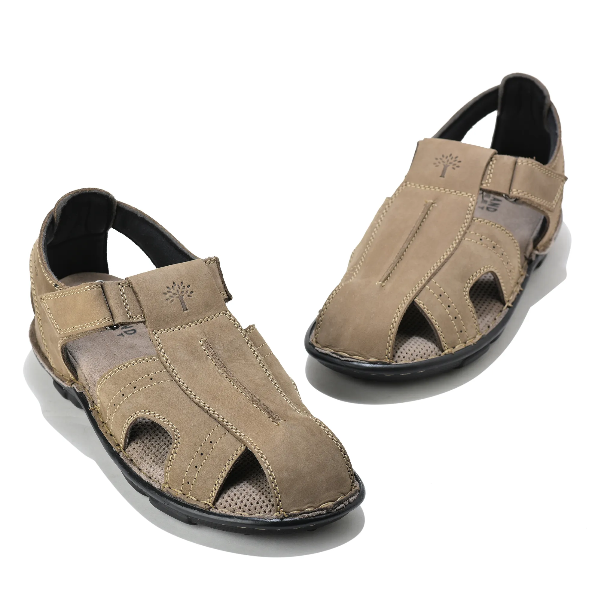 Woodland Men Camel Nubuck Walking Sandals - Thumbnail 4