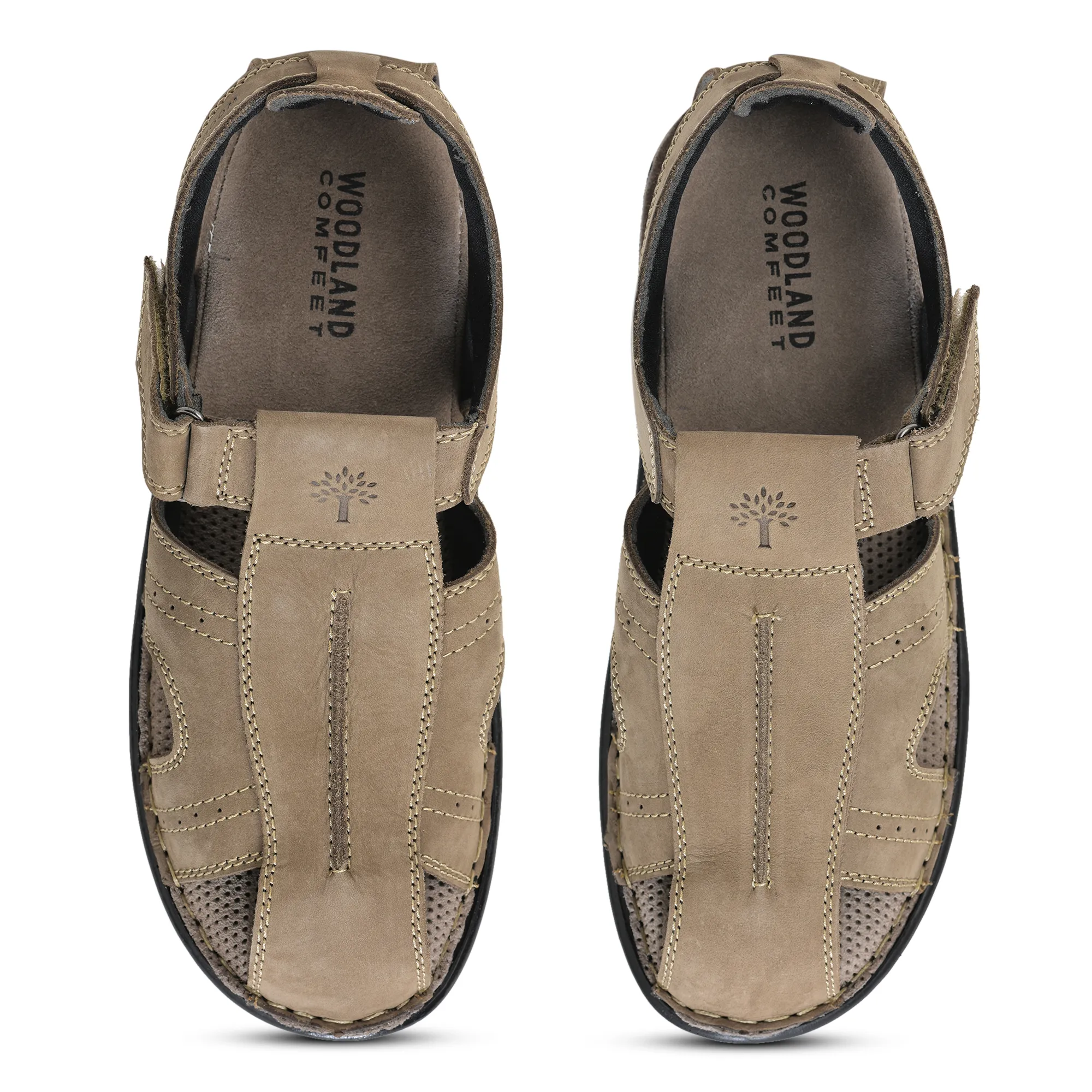 Woodland Men Camel Nubuck Walking Sandals - Thumbnail 5