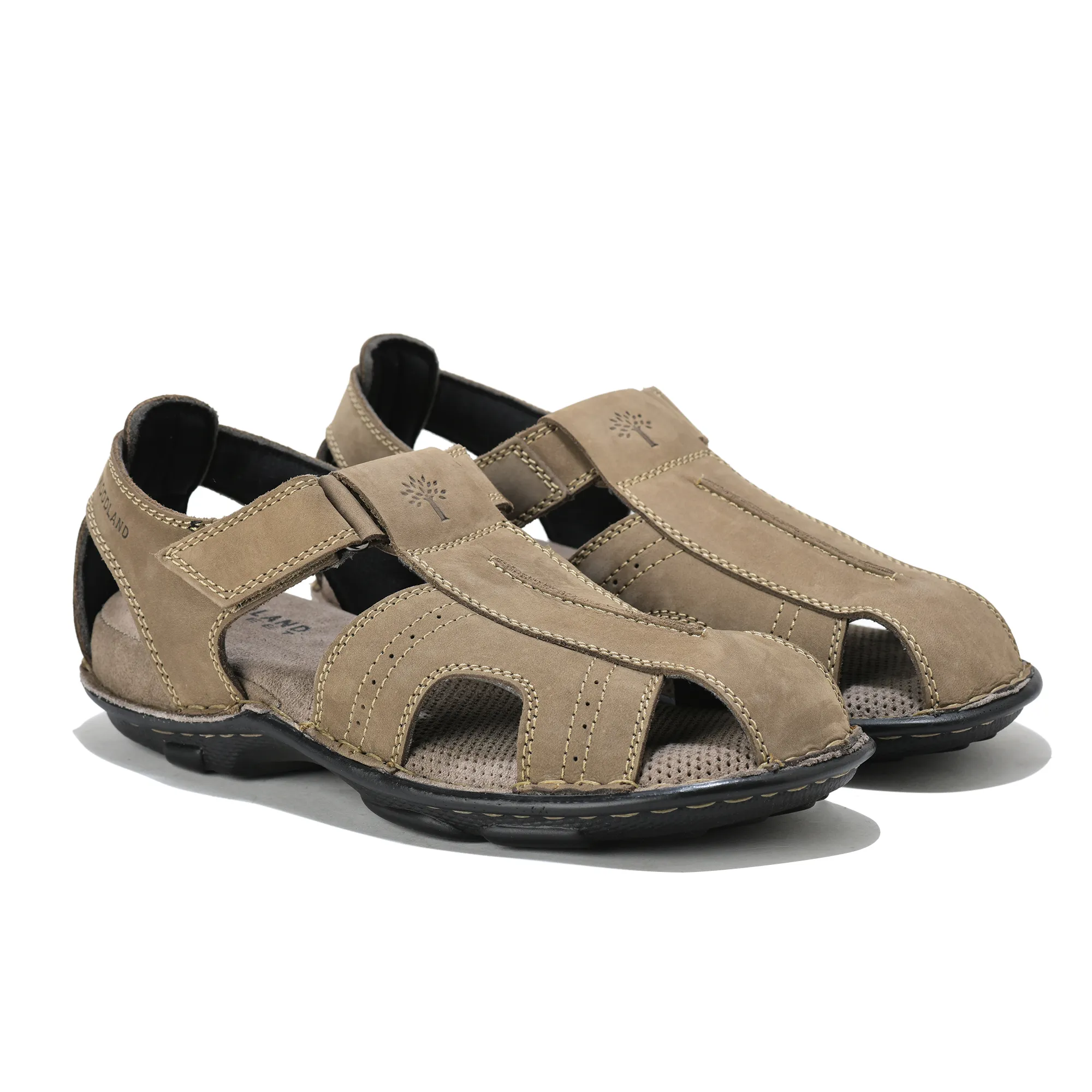 Woodland Men Camel Nubuck Walking Sandals - Thumbnail 8