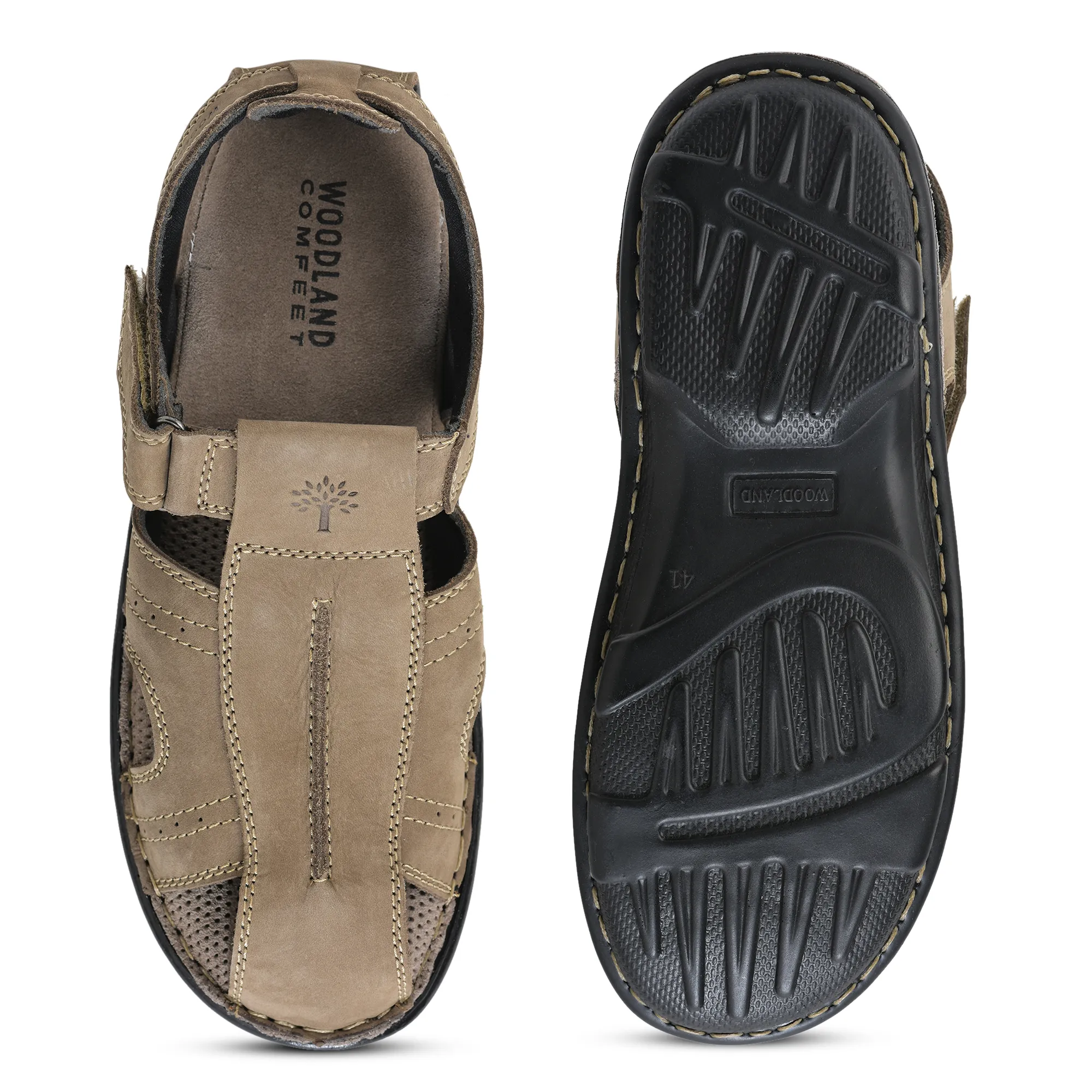 Woodland Men Camel Nubuck Walking Sandals - Thumbnail 9