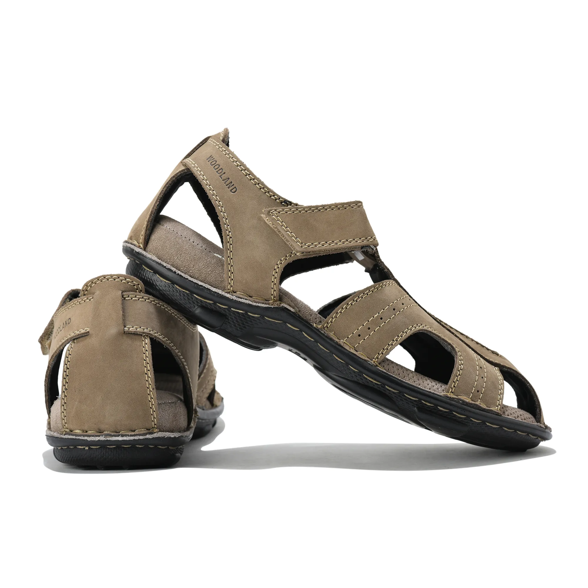 Woodland Men Camel Nubuck Walking Sandals - Thumbnail 10